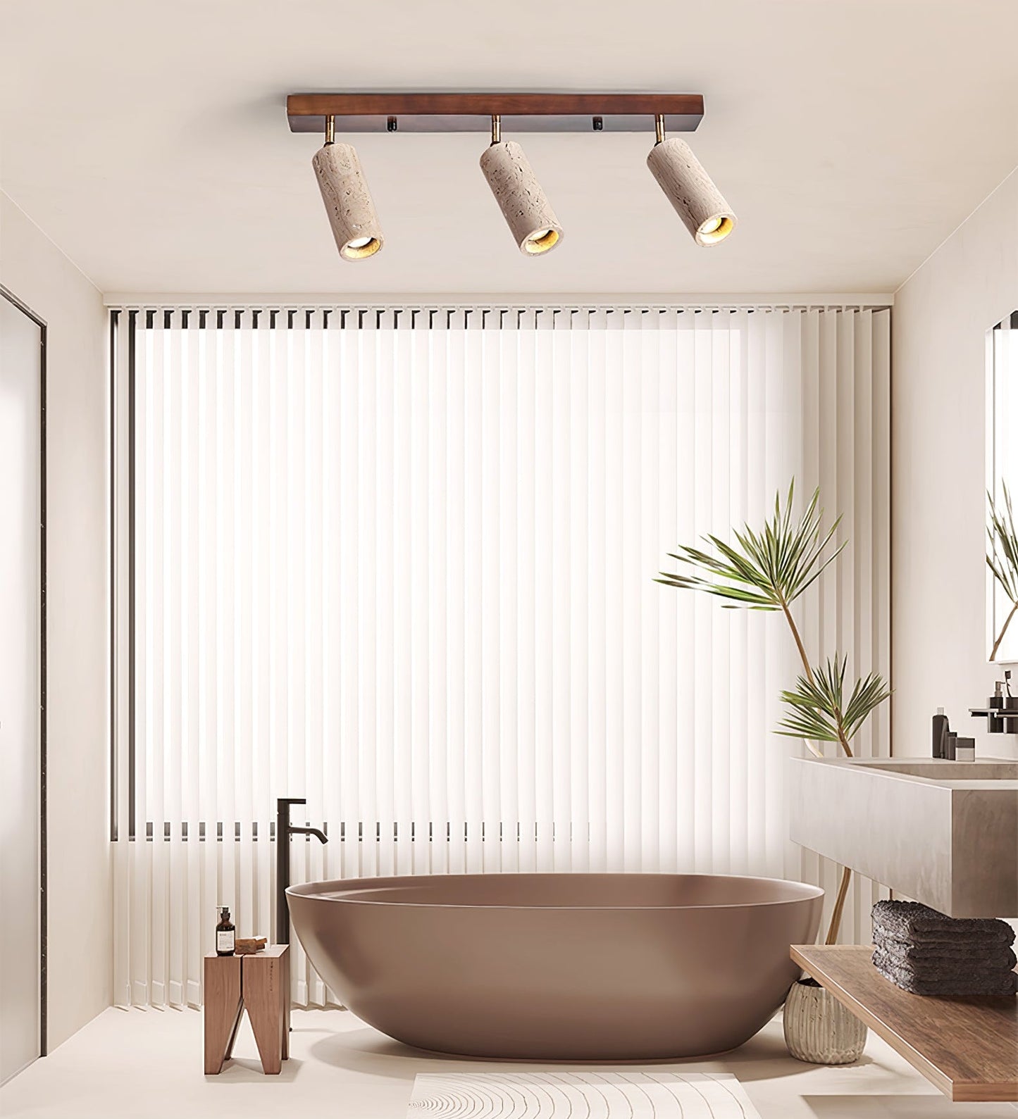Nimbus Ceiling Spotlight | Wood, Yellow Travertine | Adjustable Spotlights