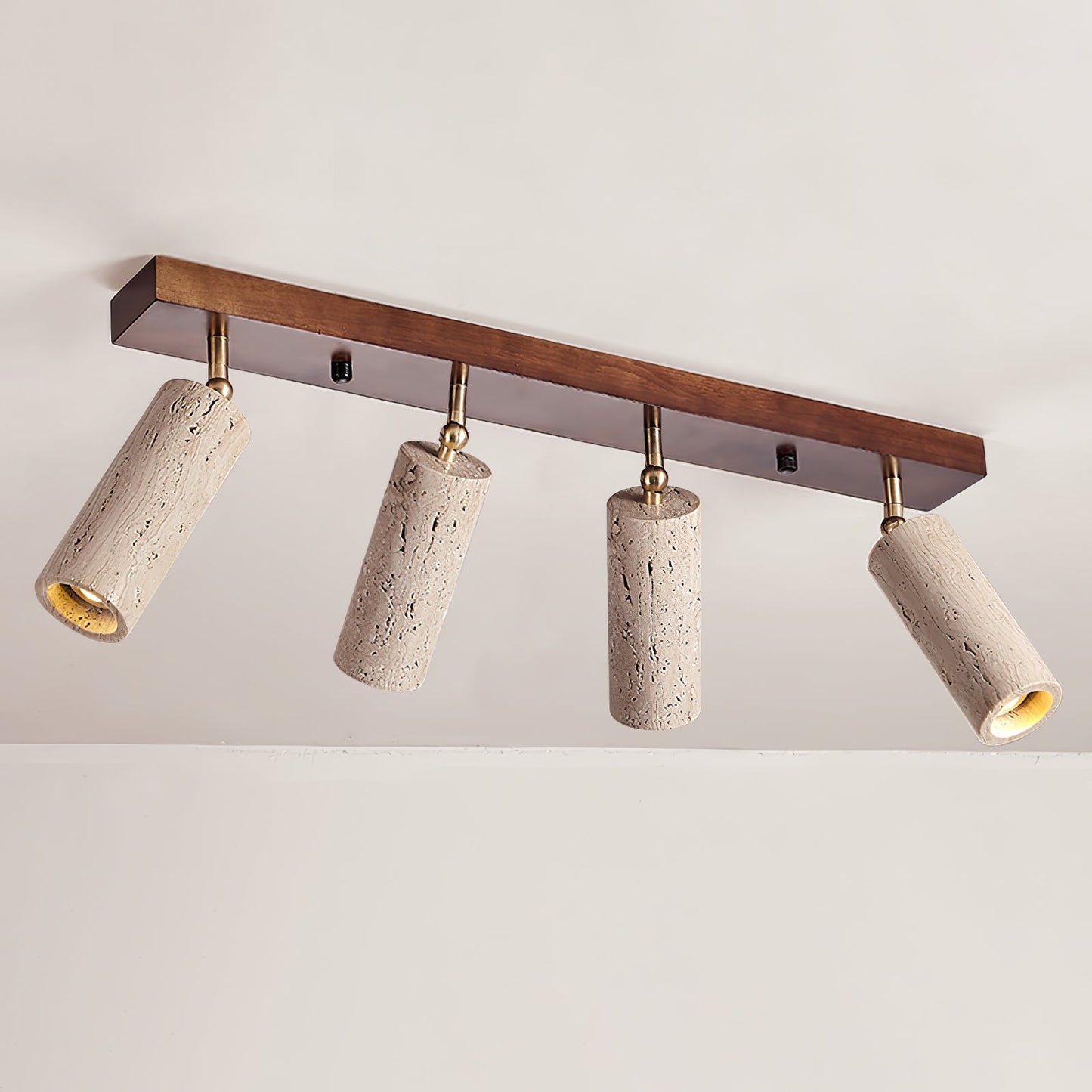 Nimbus Ceiling Spotlight | Wood, Yellow Travertine | Adjustable Spotlights
