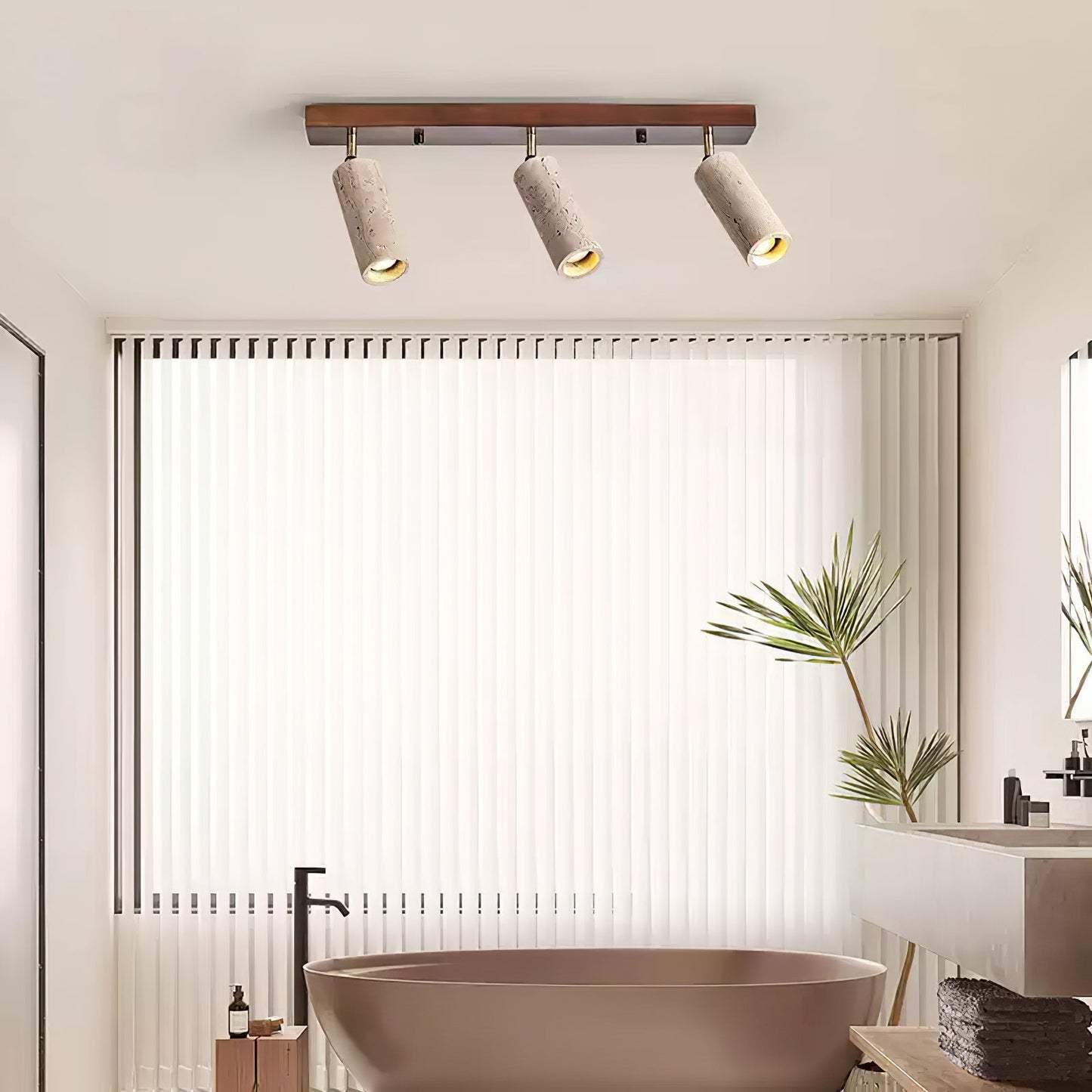 Nimbus Ceiling Spotlight | Wood, Yellow Travertine | Adjustable Spotlights