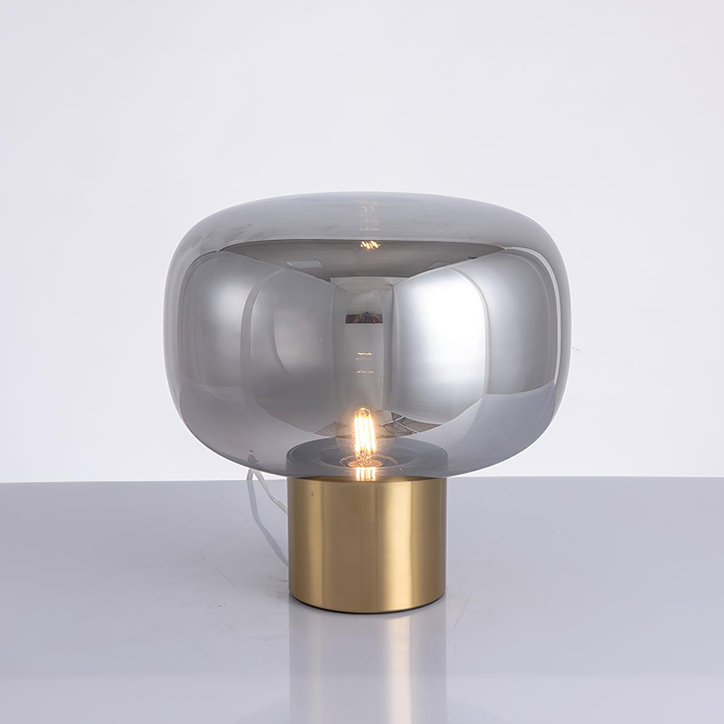 Noak Table Lamp | Smoked Glass & Gold Metal | Mushroom Design