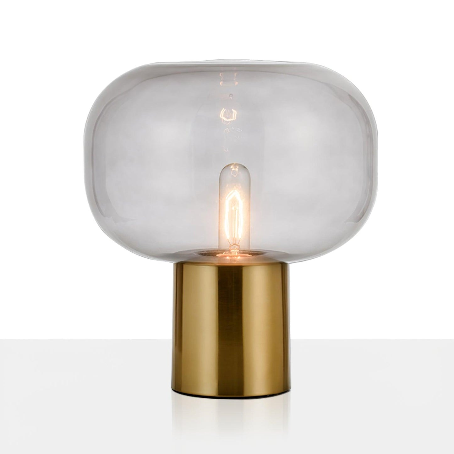 Noak Table Lamp | Smoked Glass & Gold Metal | Mushroom Design