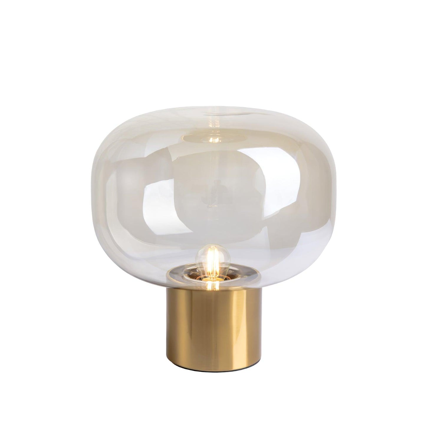 Noak Table Lamp | Smoked Glass & Gold Metal | Mushroom Design