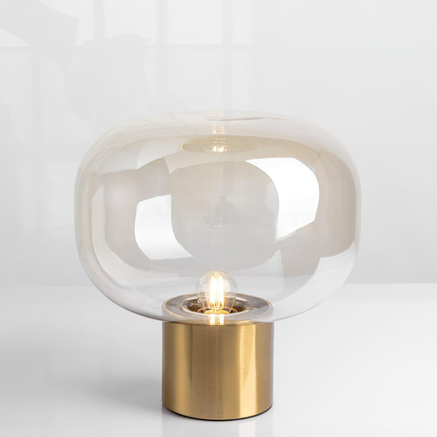 Noak Table Lamp | Smoked Glass & Gold Metal | Mushroom Design