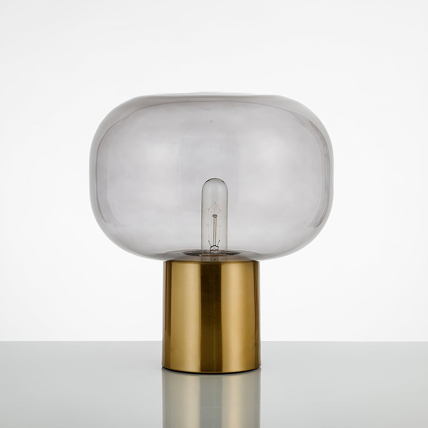 Noak Table Lamp | Smoked Glass & Gold Metal | Mushroom Design