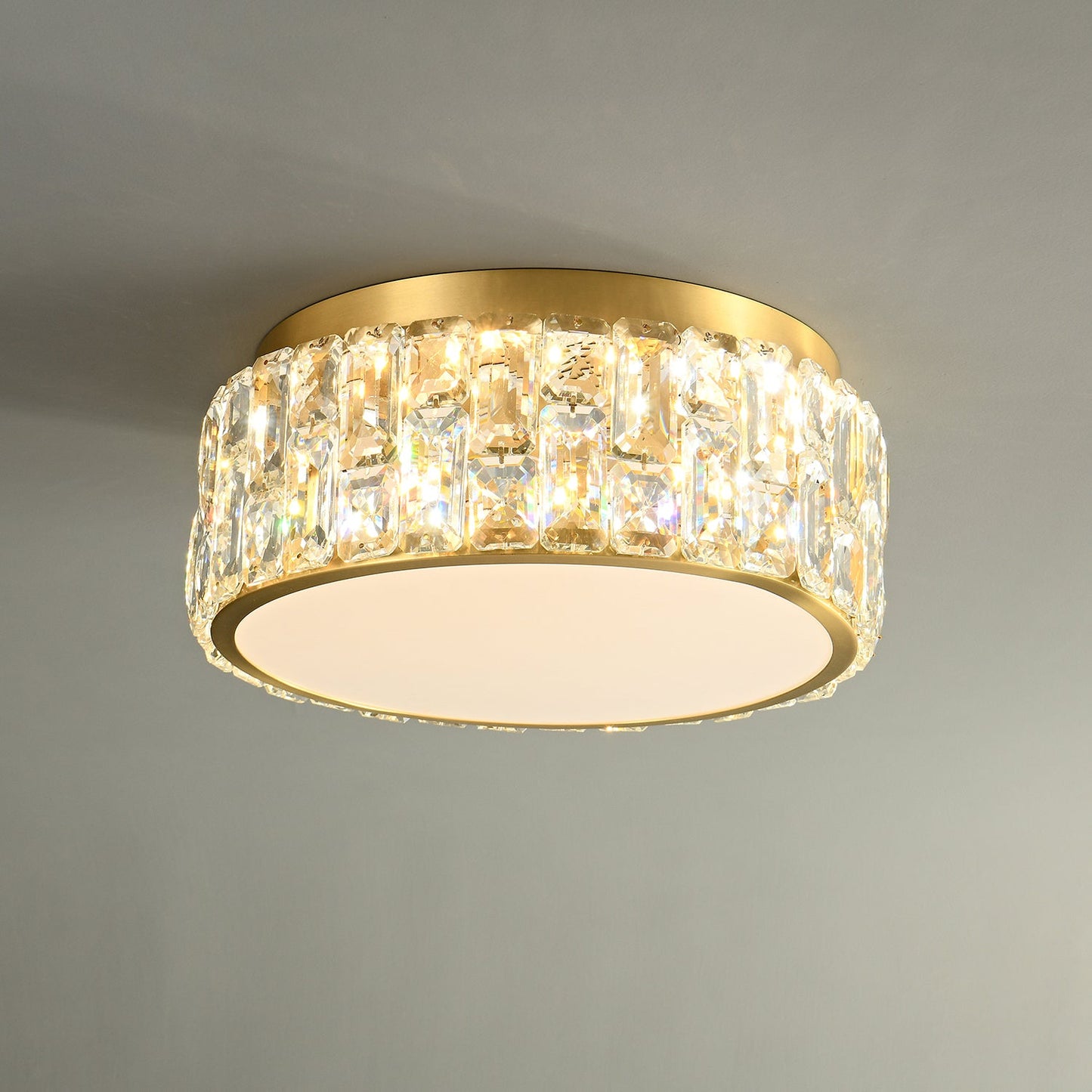 Noctis Crystal Ceiling Lamp | Brass & Crystal | Gold