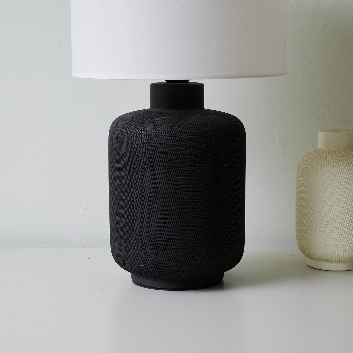 Nocturne Table Lamp | Textured Ceramic | Black and White