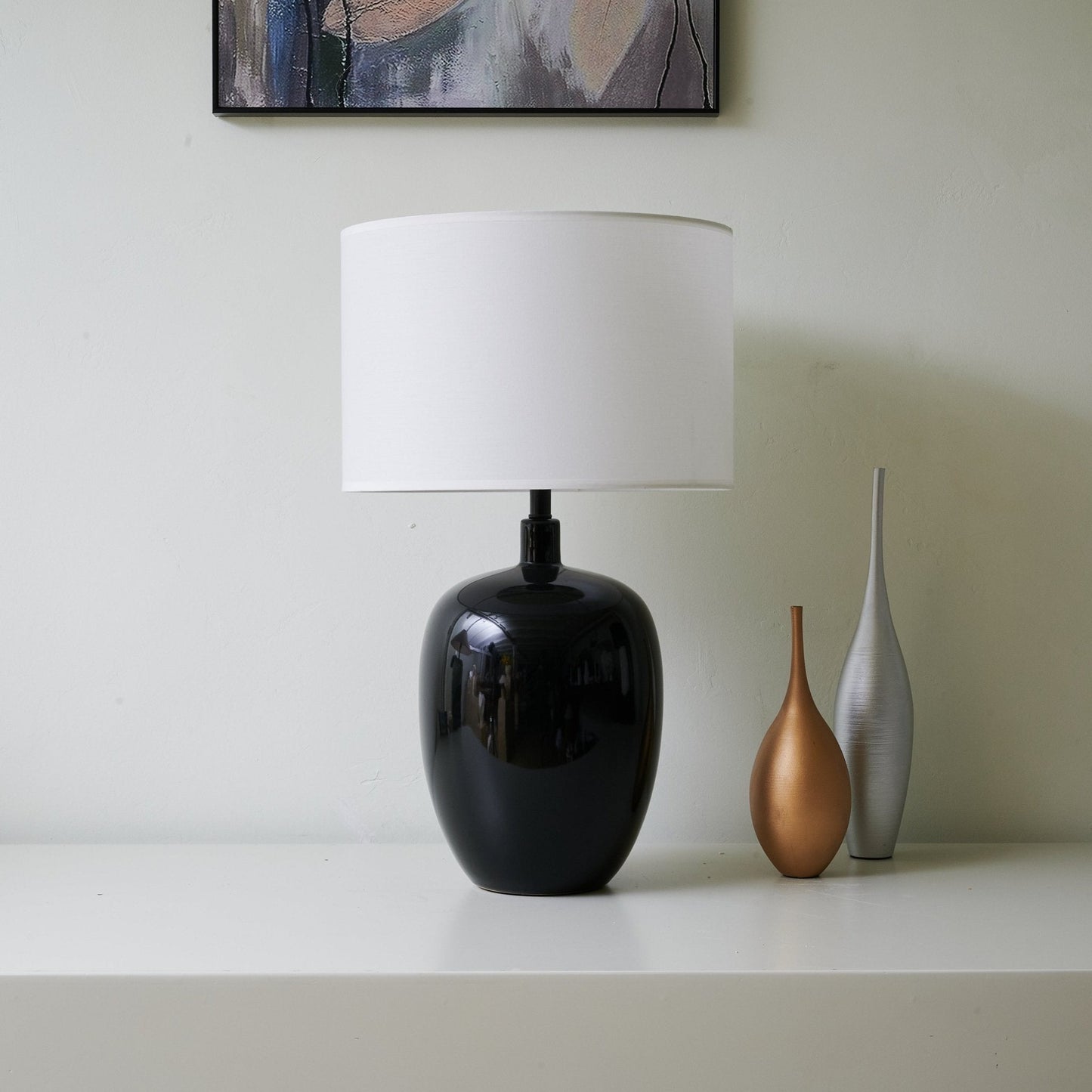 Noir Gloss Table Lamp | Ceramic | Black and White