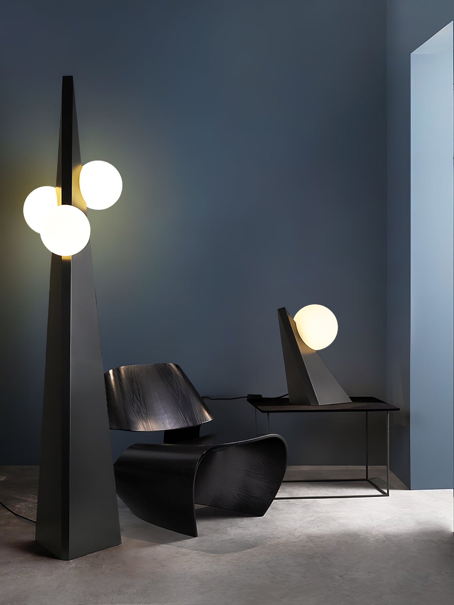 Noir Roy Table Lamp | Stainless Steel & Glass | Black & White