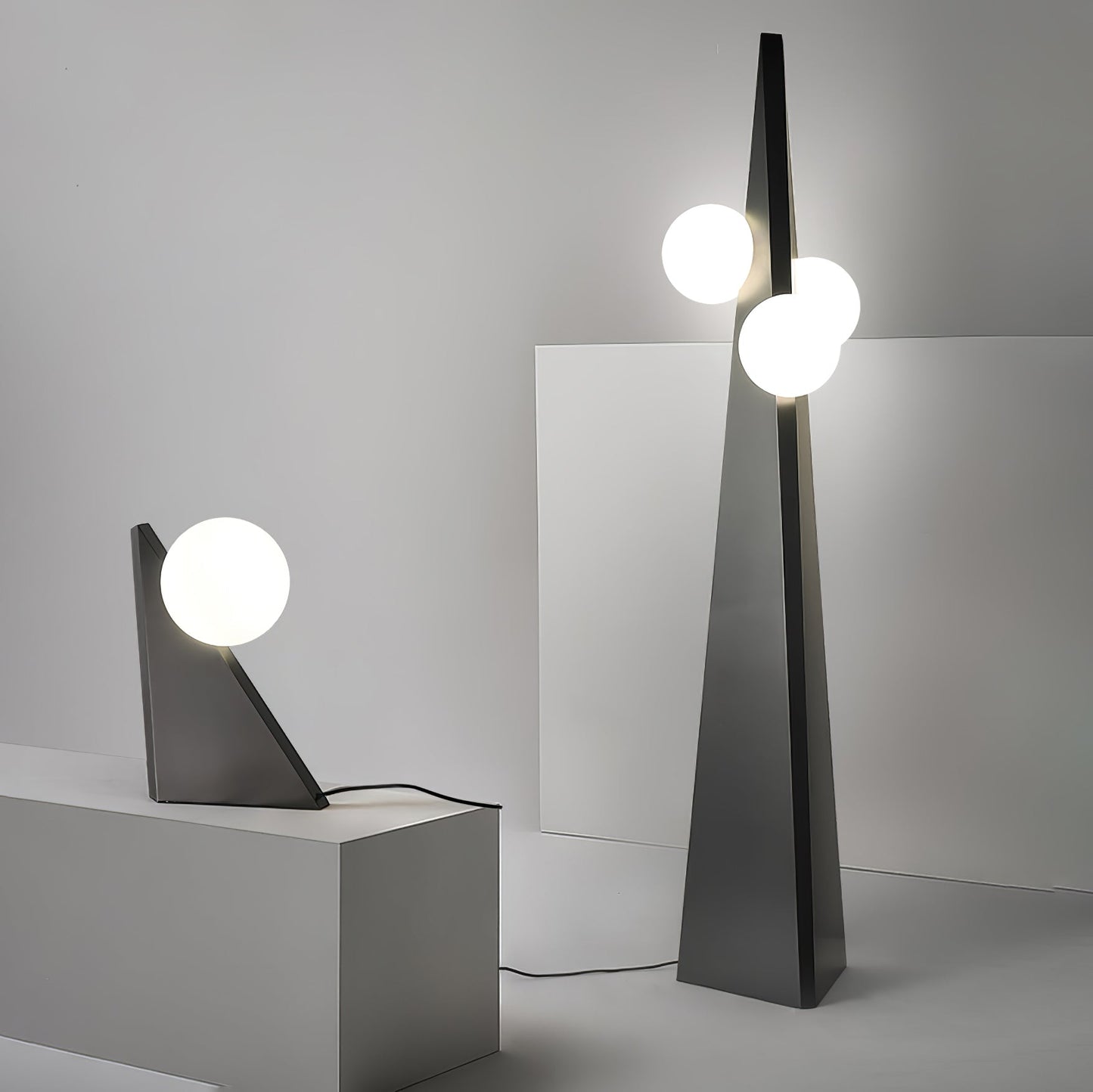 Noir Roy Table Lamp | Stainless Steel & Glass | Black & White