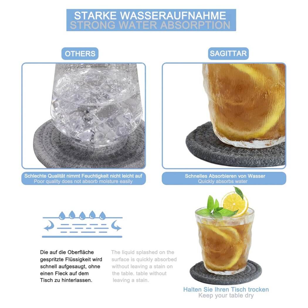 Cotton Rope Coasters | Eco-Friendly & Absorbent | Set of 6 (White)
