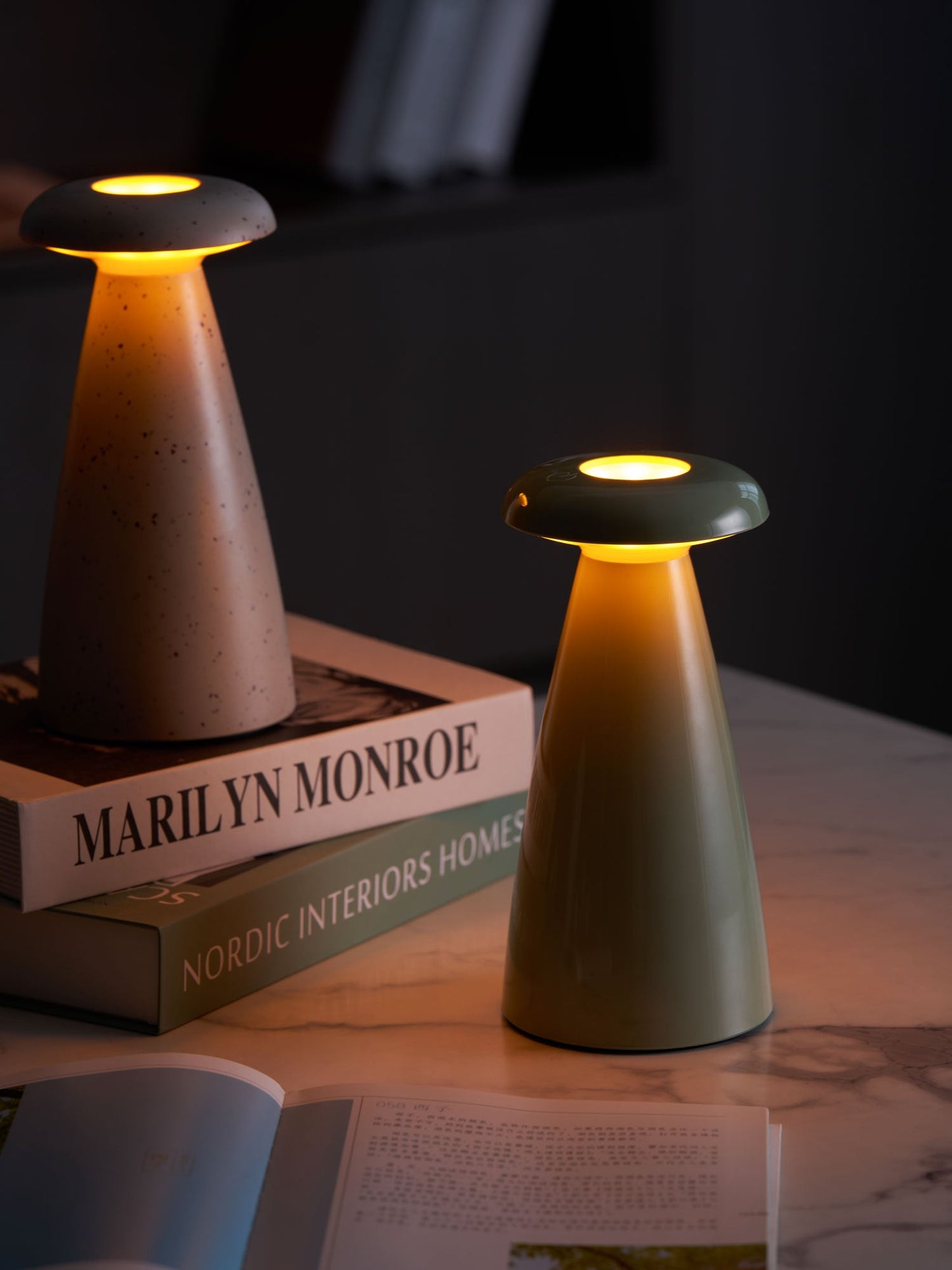 Noko Mushroom Table Lamp | Rechargeable | Grey, Green, Orange