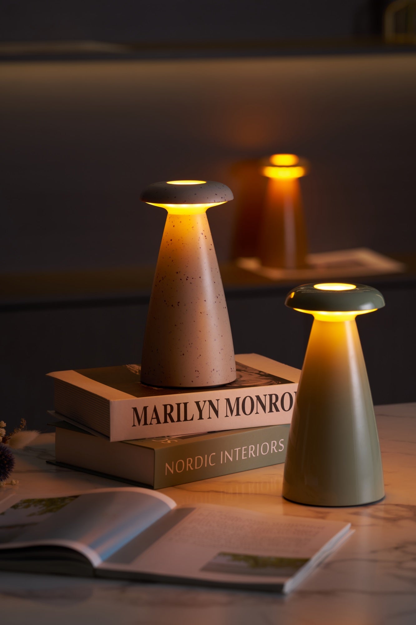 Noko Mushroom Table Lamp | Rechargeable | Grey, Green, Orange