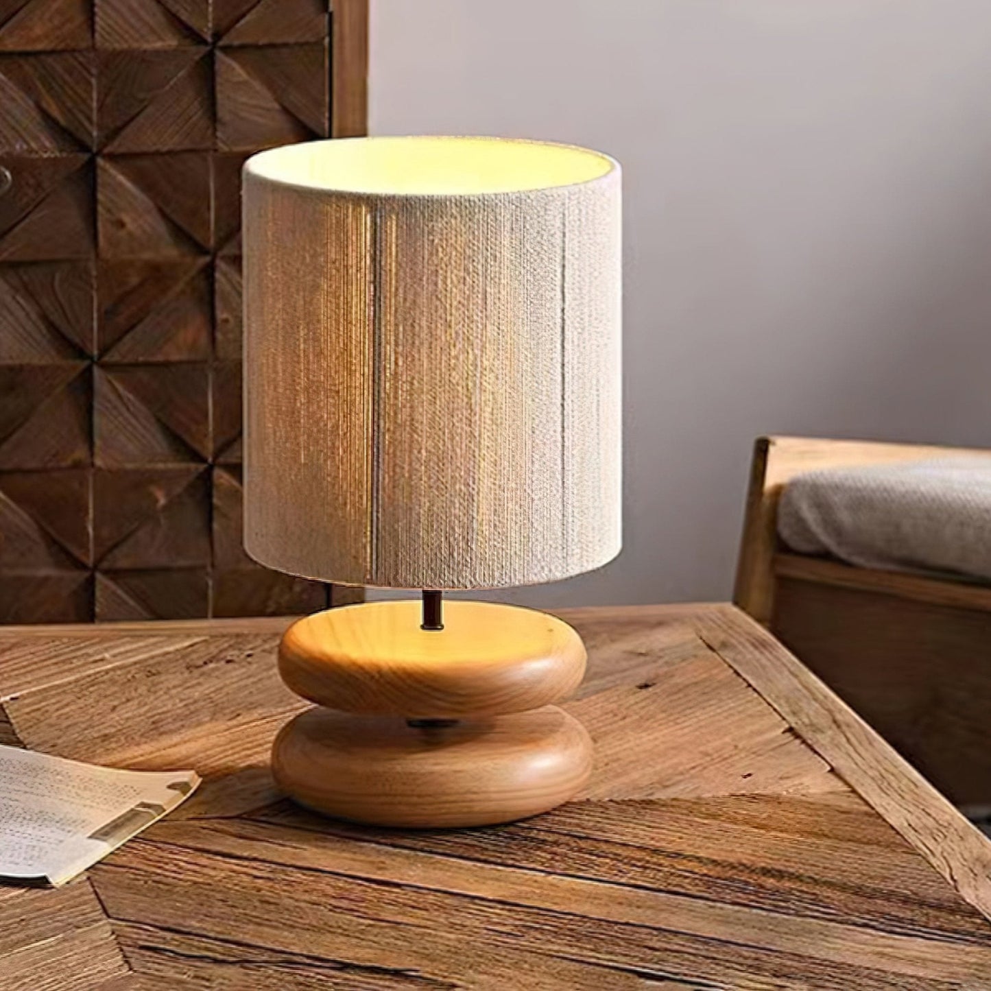 Nora Wood Table Lamp | Wood & Metal | Black and Walnut Color