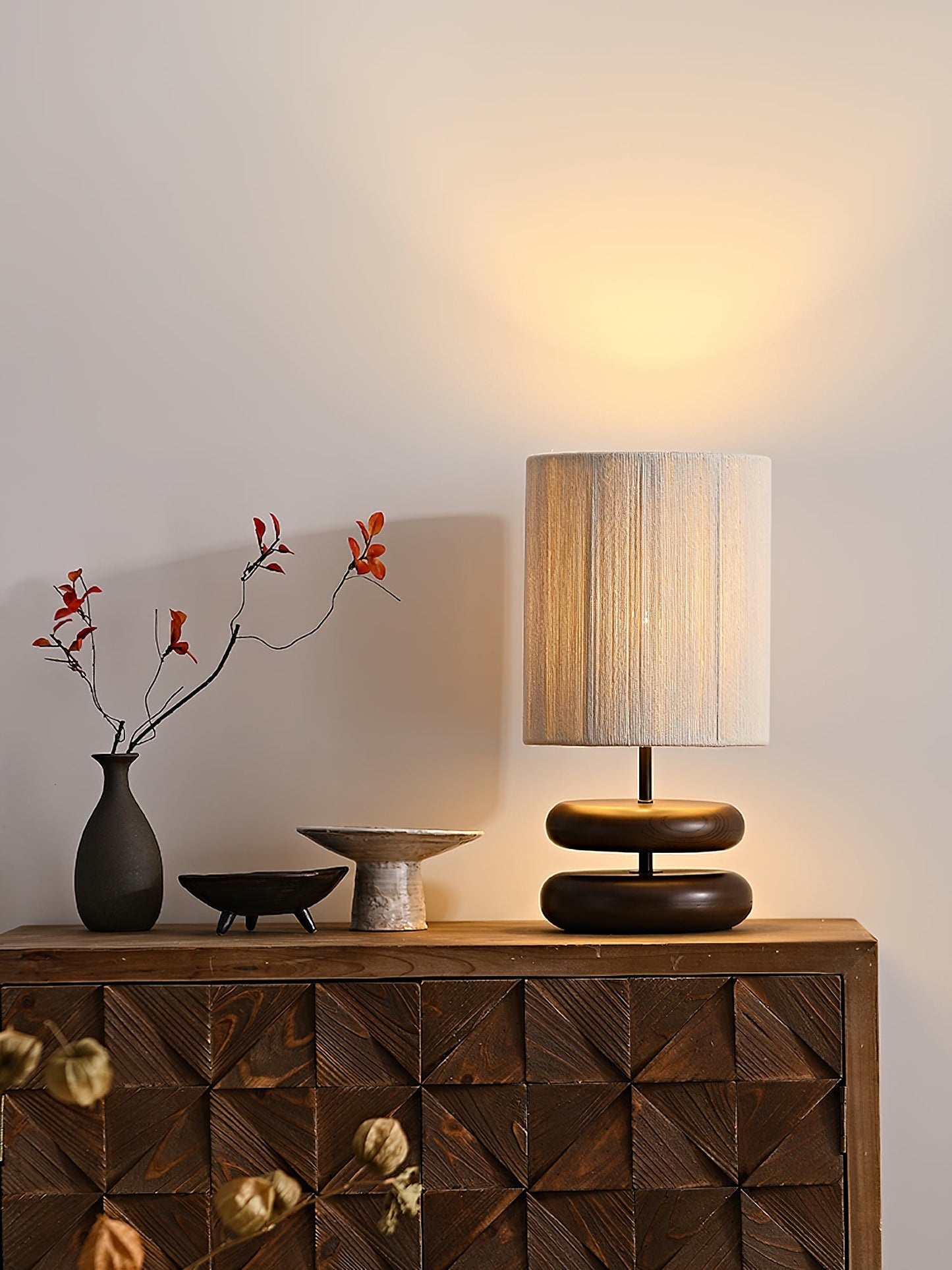 Nora Wood Table Lamp | Wood & Metal | Black and Walnut Color
