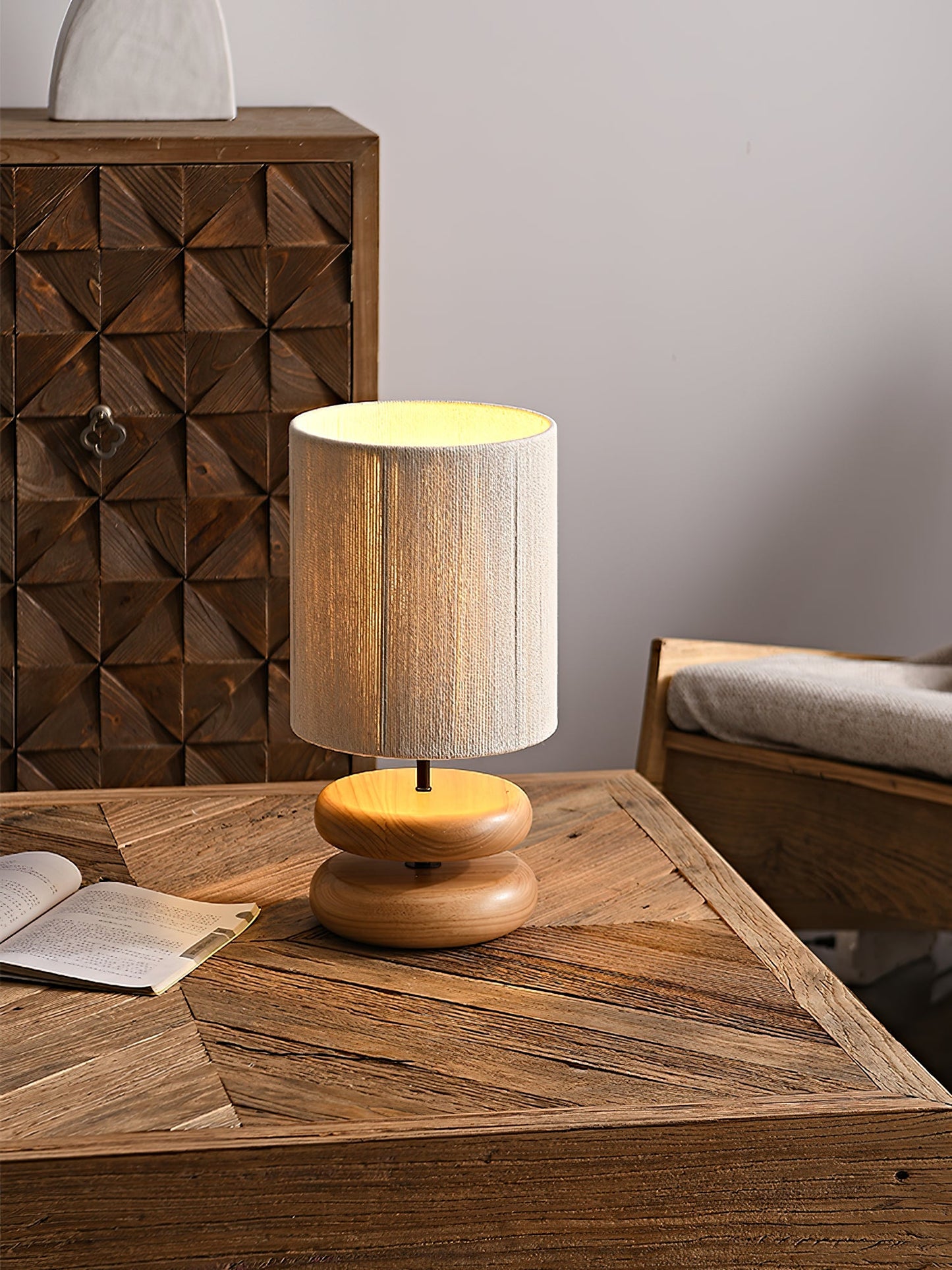 Nora Wood Table Lamp | Wood & Metal | Black and Walnut Color
