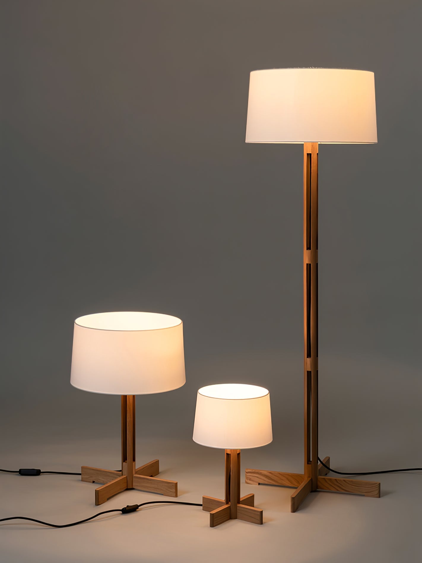Compact Charm Table Lamp | Wood & Fabric | Walnut or Wood Color