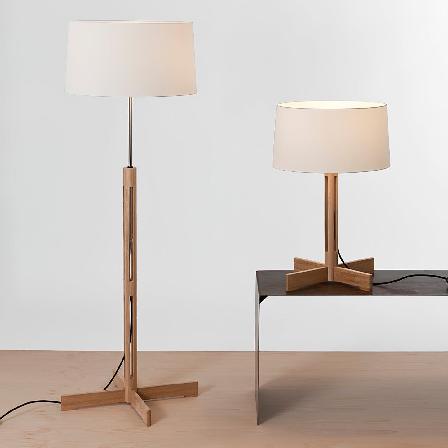 Compact Charm Table Lamp | Wood & Fabric | Walnut or Wood Color