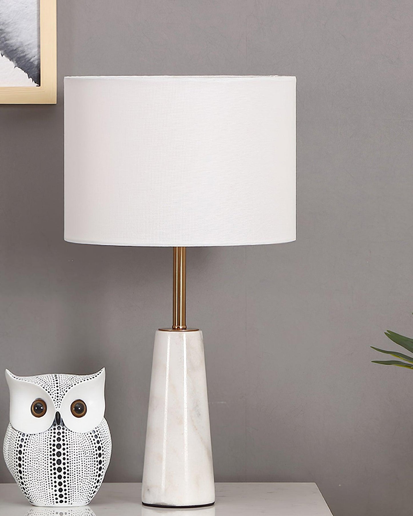 Norrington Table Lamp | Metal & Marble | Gold & White