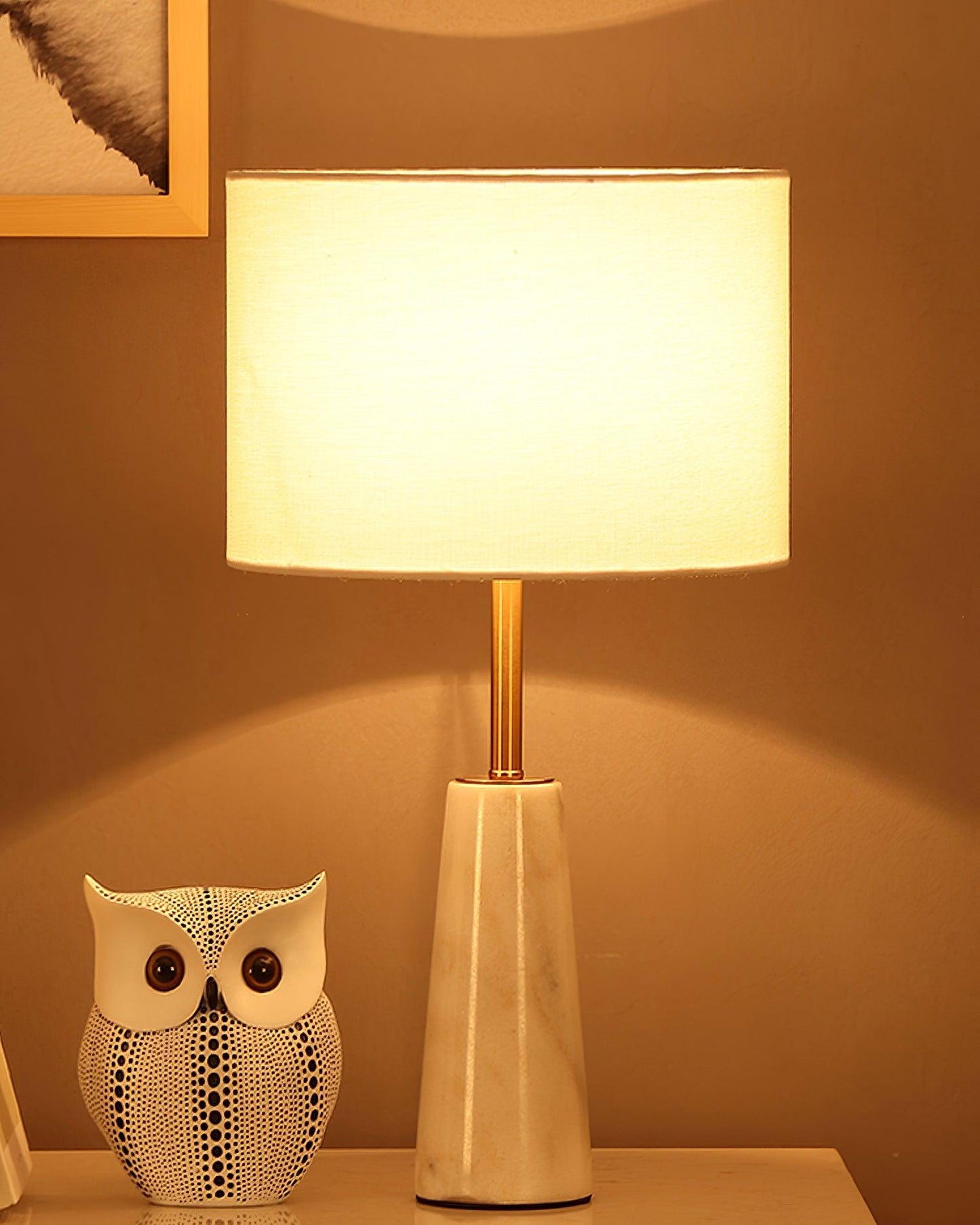 Norrington Table Lamp | Metal & Marble | Gold & White