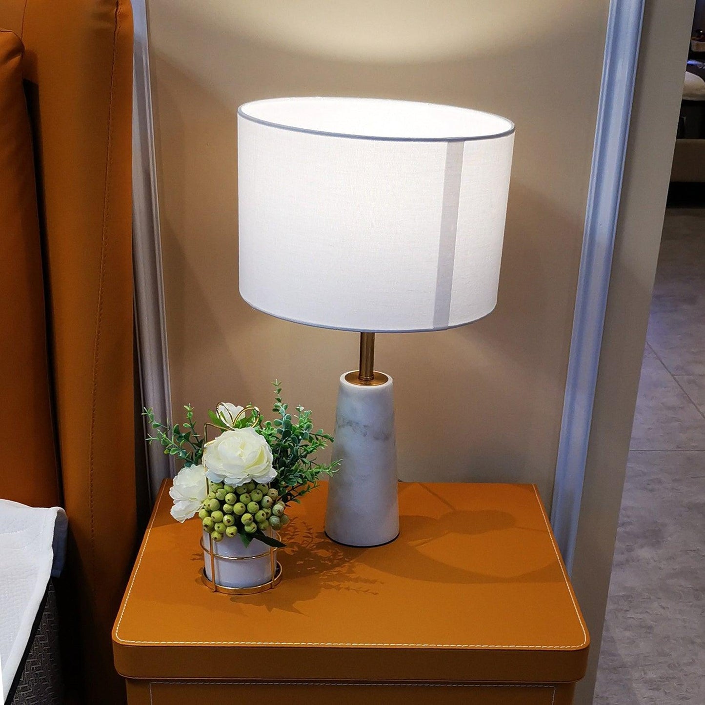 Norrington Table Lamp | Metal & Marble | Gold & White