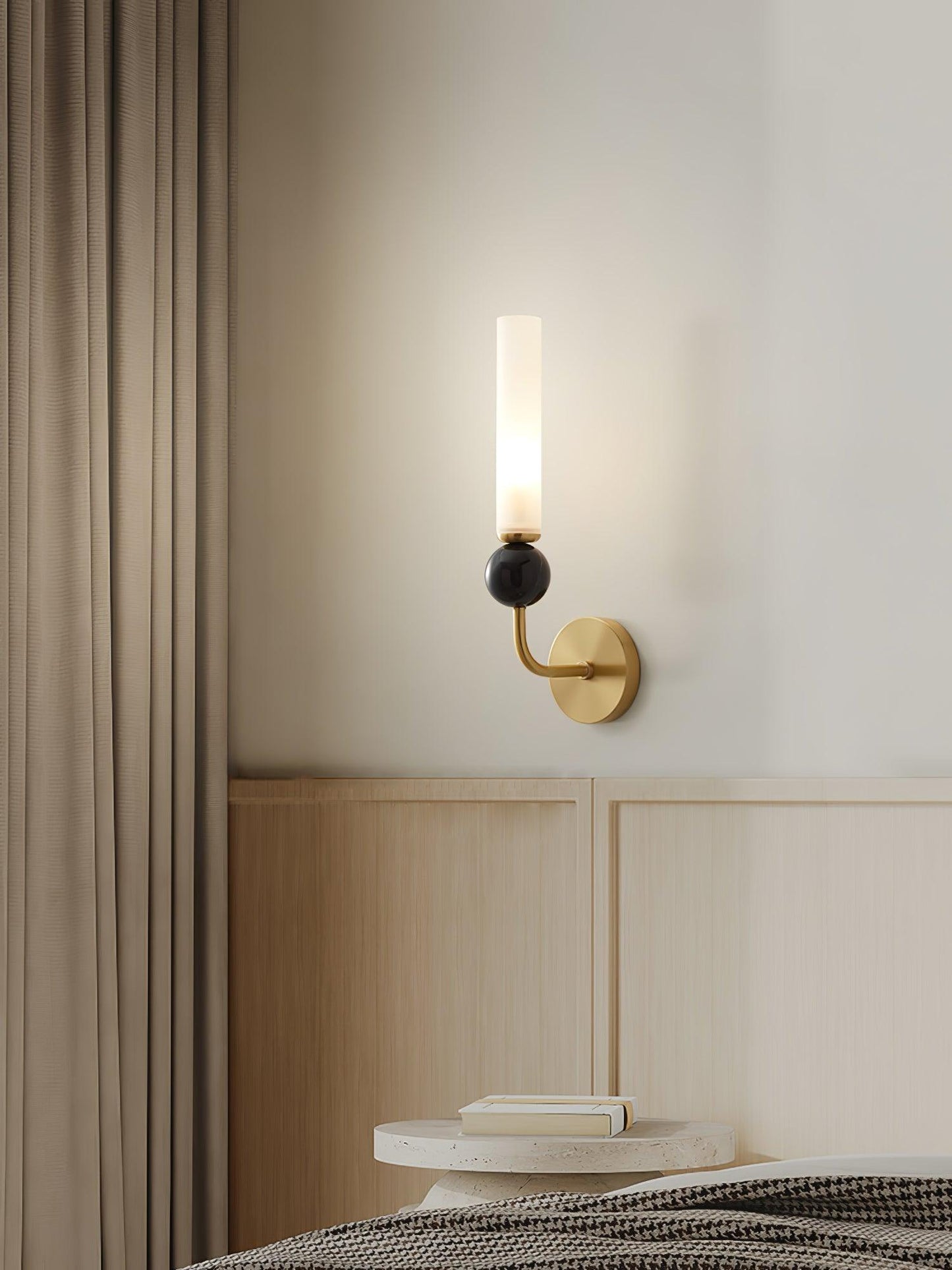 Marble Vertical Wall Lamp | Brass & Acrylic | Black, White, Green Marble