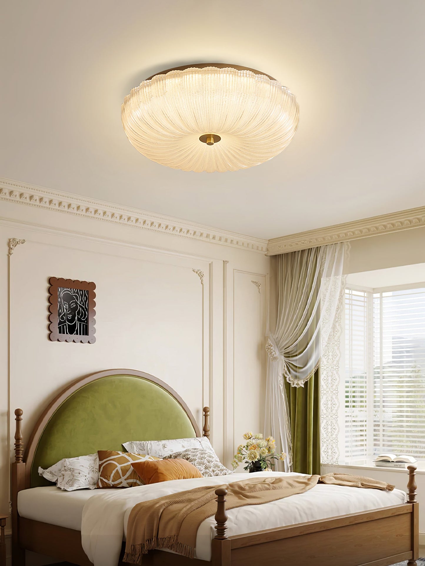 Ripple Glass Ceiling Light | Frosted White Glass & Gold Metal | Multiple Sizes Available