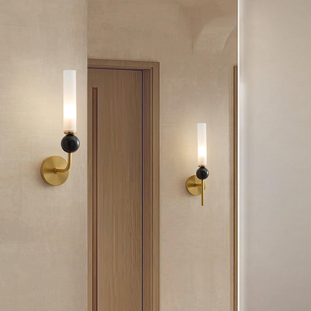 Marble Vertical Wall Lamp | Brass & Acrylic | Black, White, Green Marble