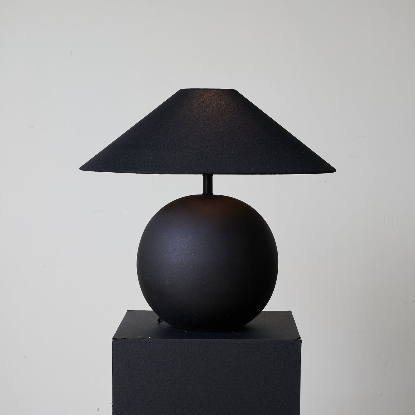 Obsidian Sphere Table Lamp | Matte Black Ceramic | 50cm Diameter