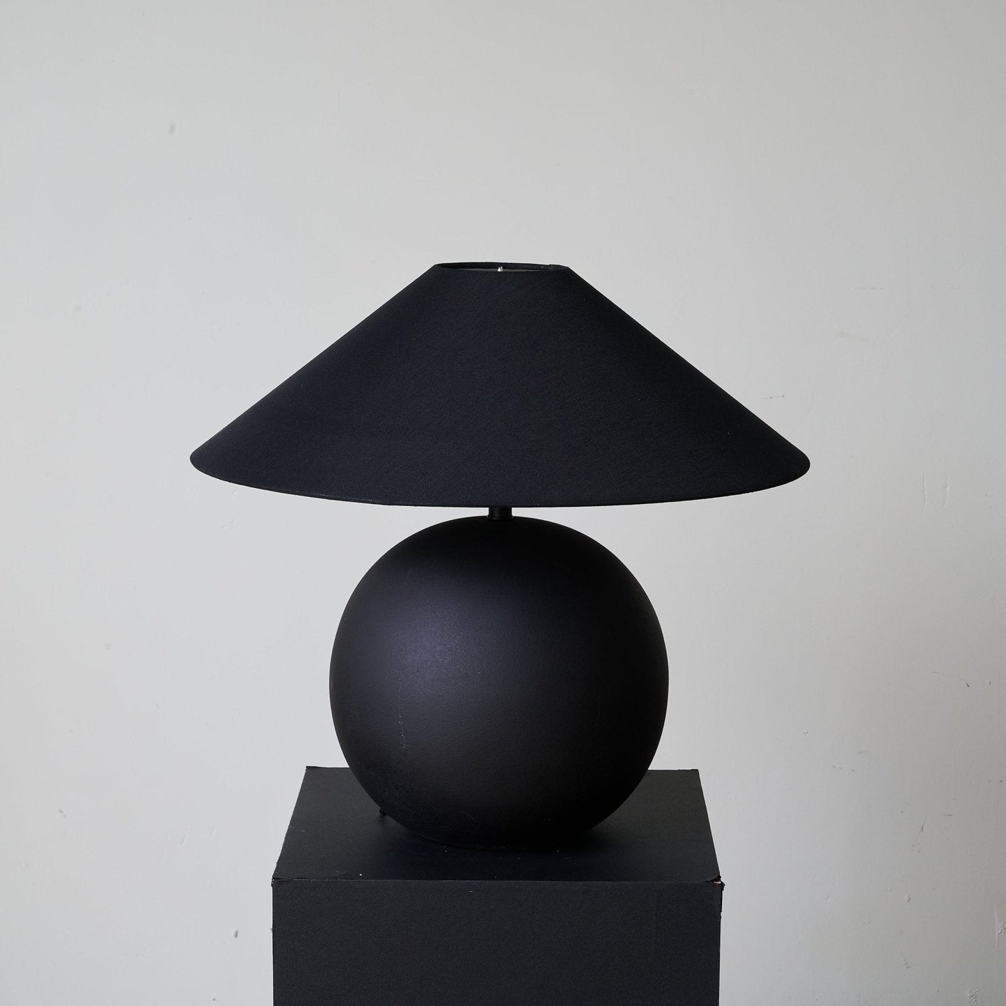 Obsidian Sphere Table Lamp | Matte Black Ceramic | 50cm Diameter