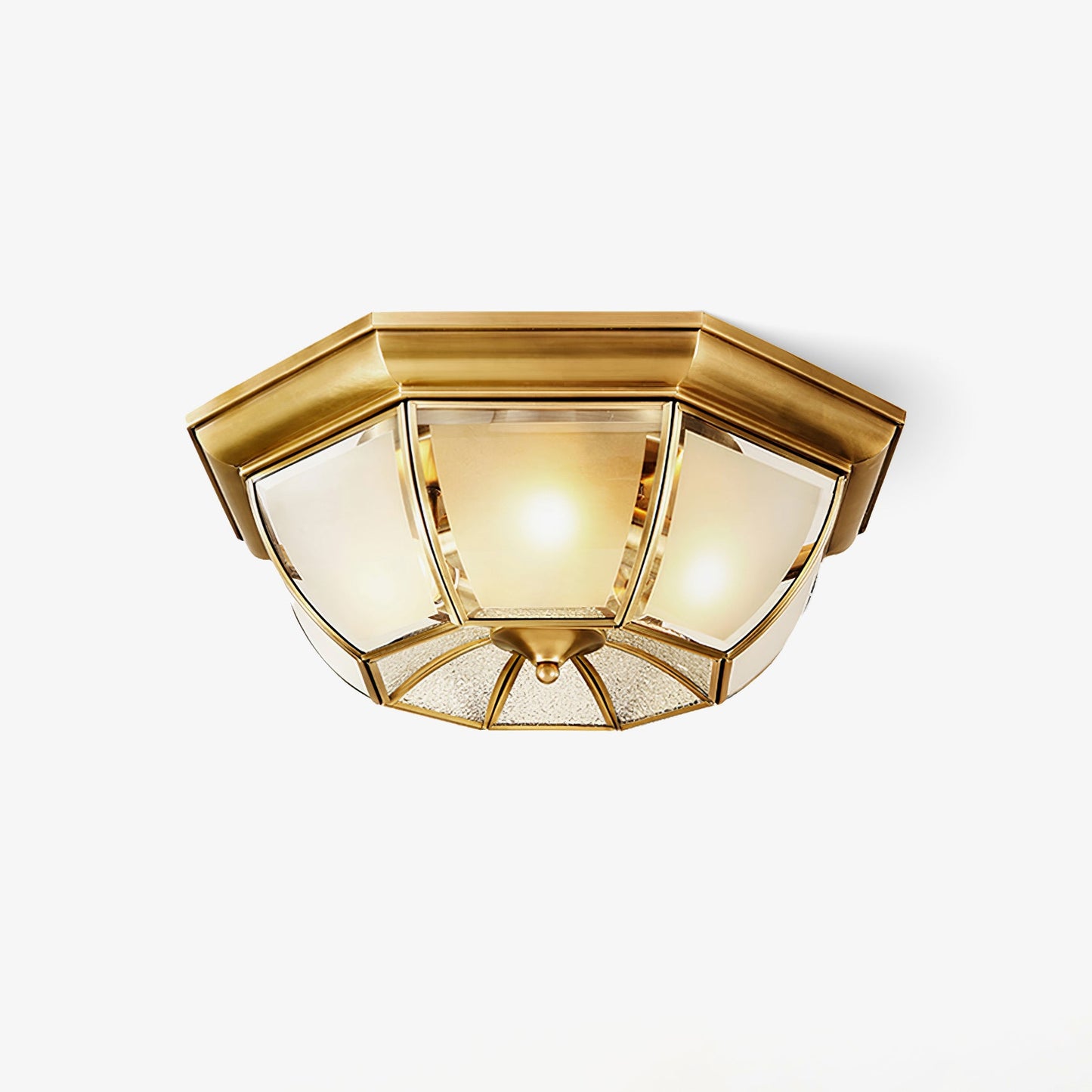 Bowl Shaped Brass Ceiling Lamp | Brass & Glass | White Shade