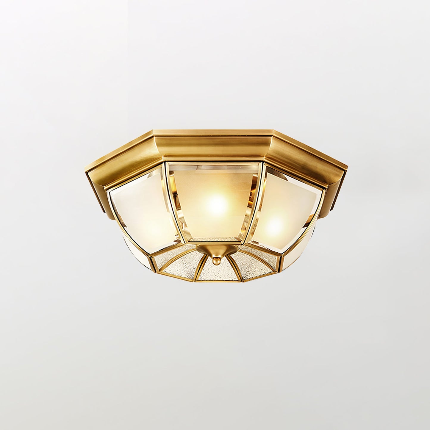 Bowl Shaped Brass Ceiling Lamp | Brass & Glass | White Shade