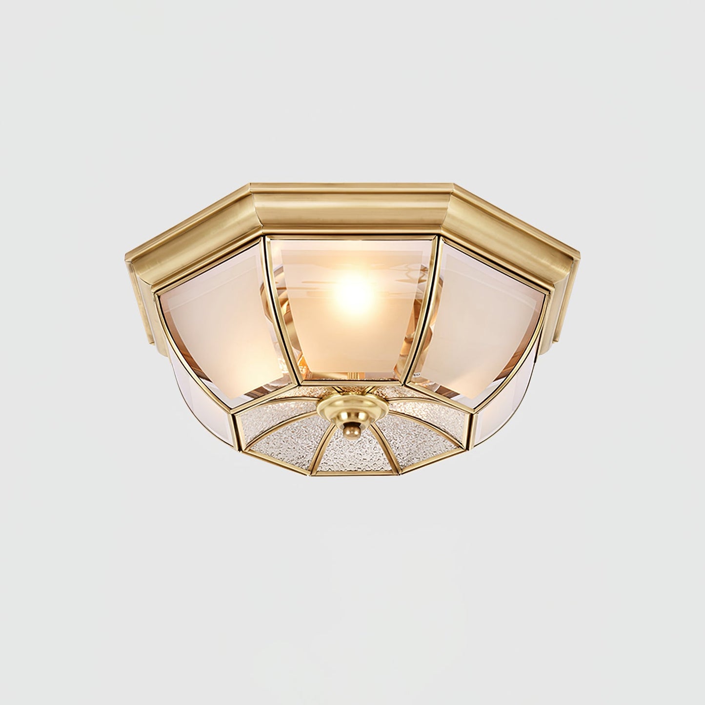 Bowl Shaped Brass Ceiling Lamp | Brass & Glass | White Shade