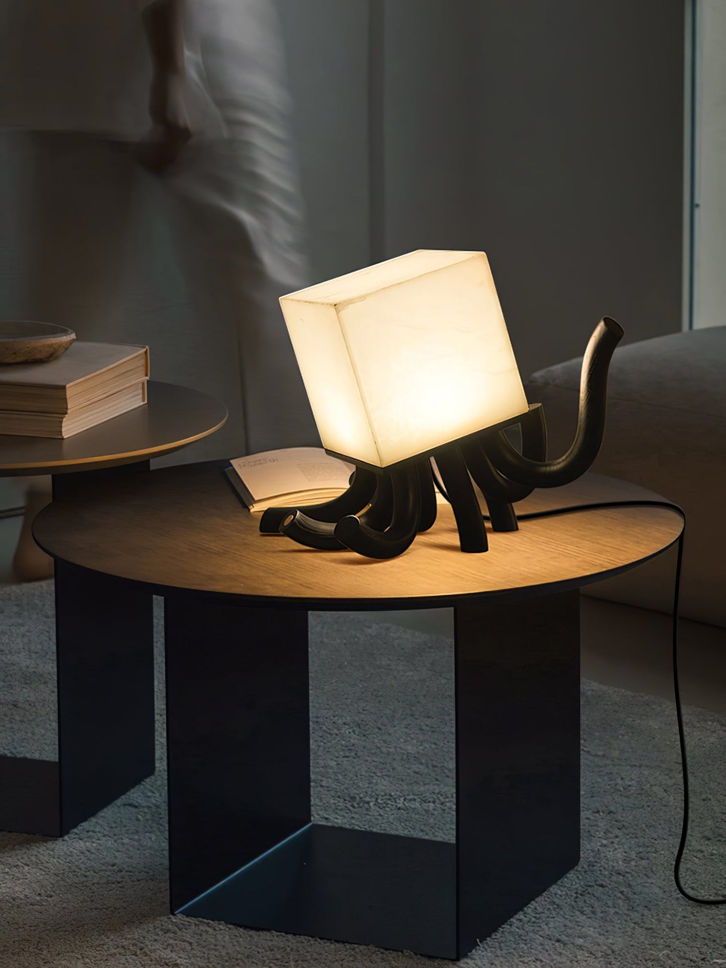 Octavia Table Lamp | Hand-Carved Wood & Alabaster | 39cm or 55cm
