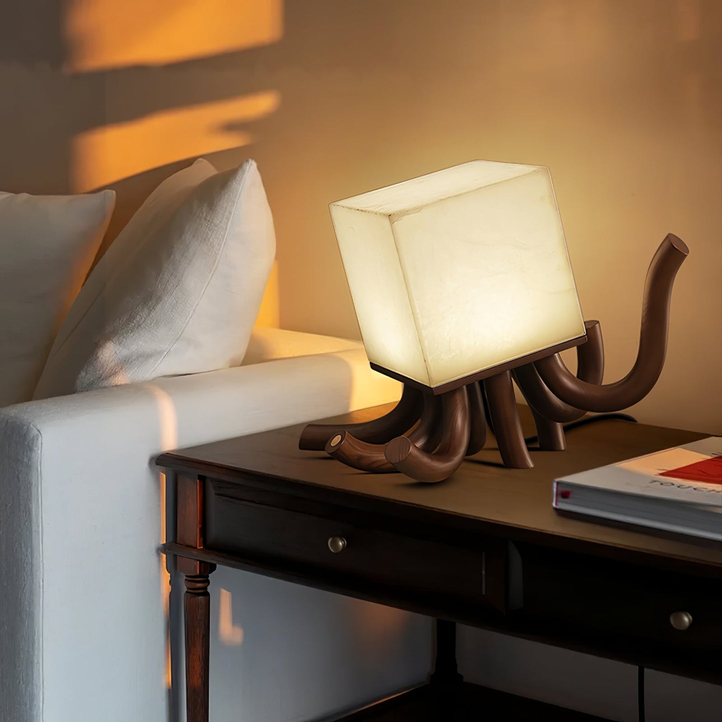 Octavia Table Lamp | Hand-Carved Wood & Alabaster | 39cm or 55cm