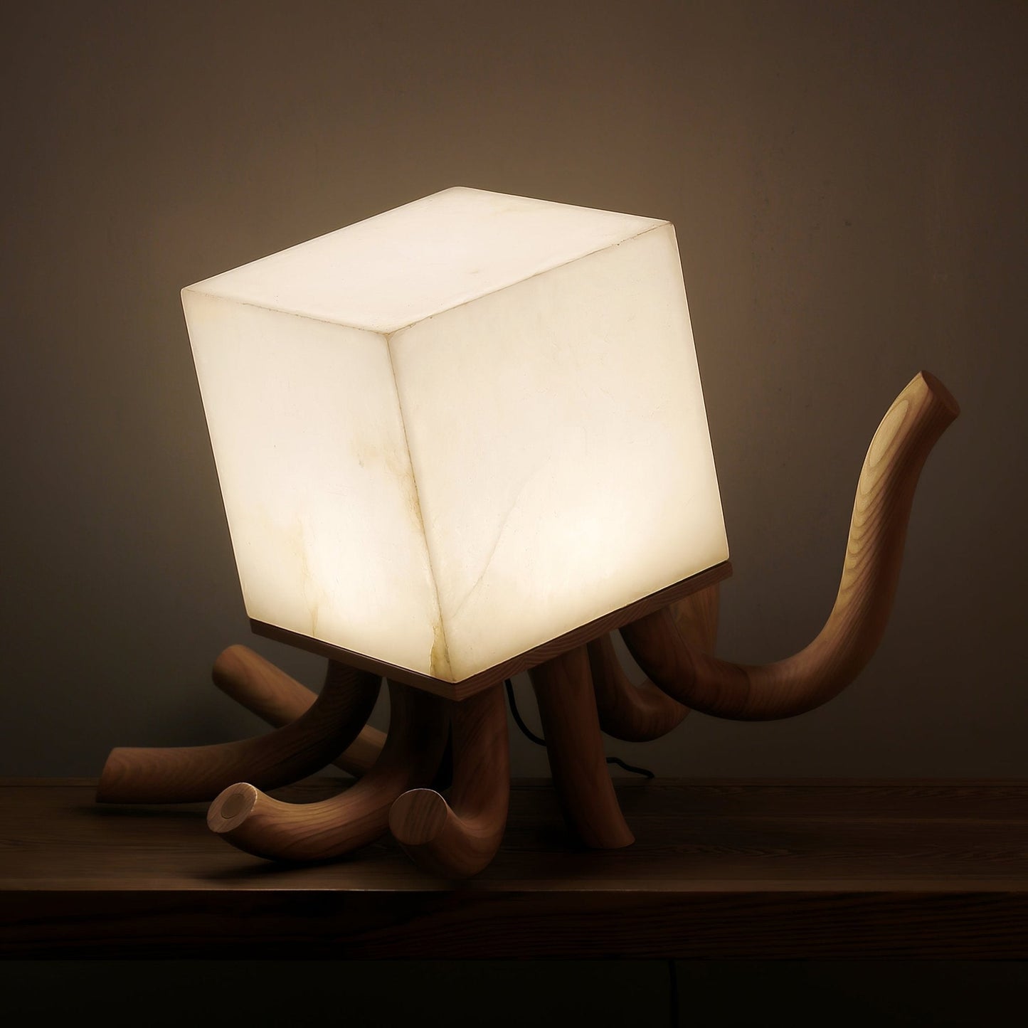 Octavia Table Lamp | Hand-Carved Wood & Alabaster | 39cm or 55cm