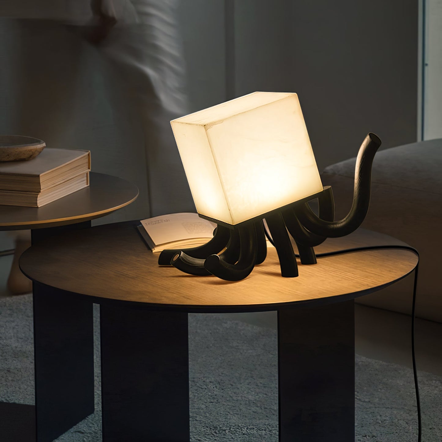 Octavia Table Lamp | Hand-Carved Wood & Alabaster | 39cm or 55cm
