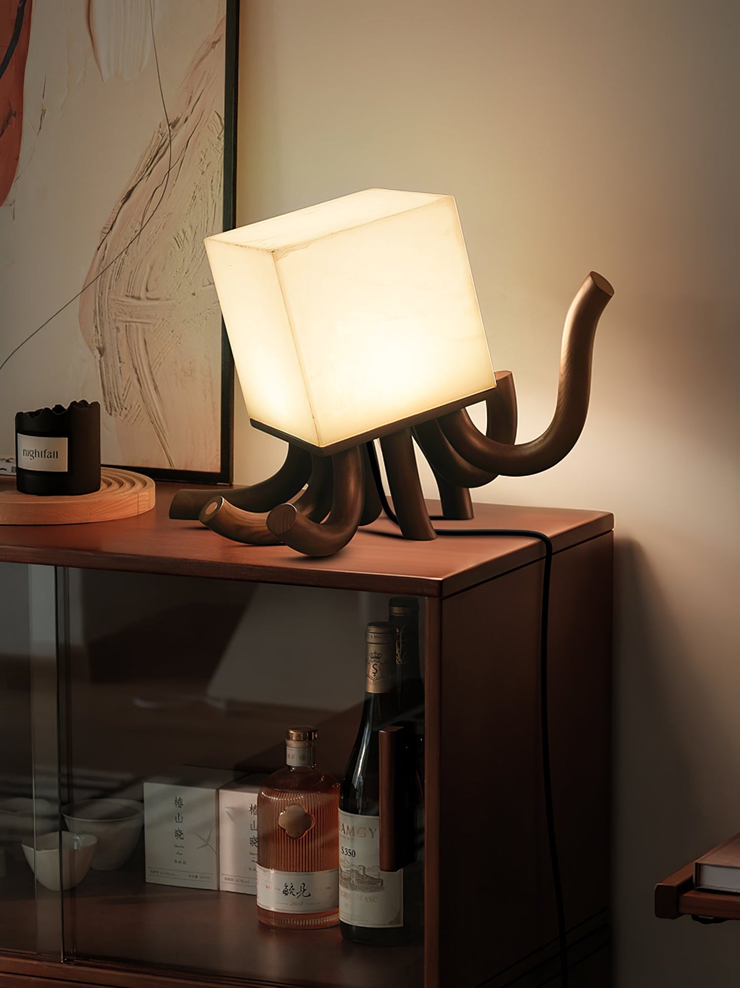 Octavia Table Lamp | Hand-Carved Wood & Alabaster | 39cm or 55cm