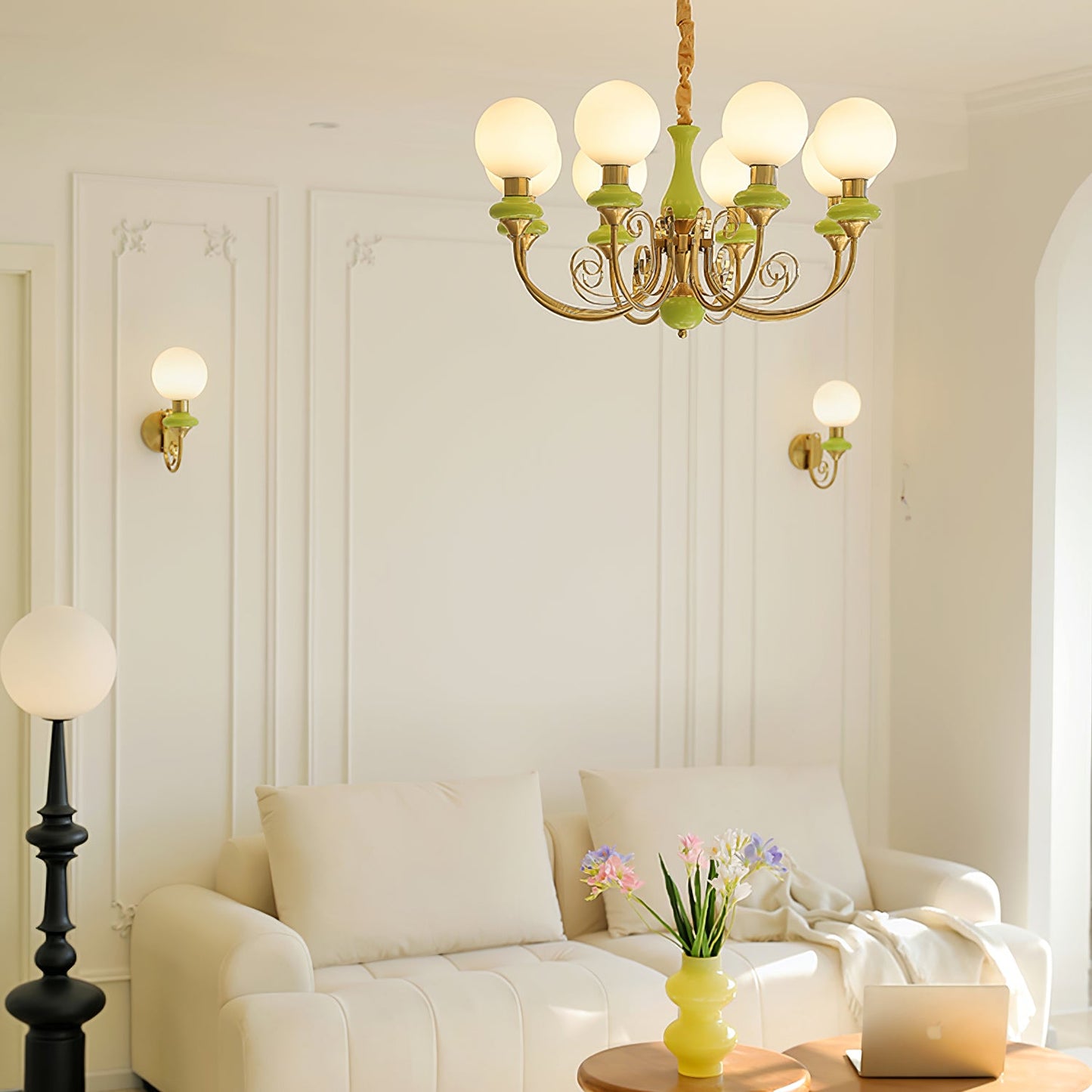 Onyx Wall Lamp | Wood & Metal | Green Gold Finish