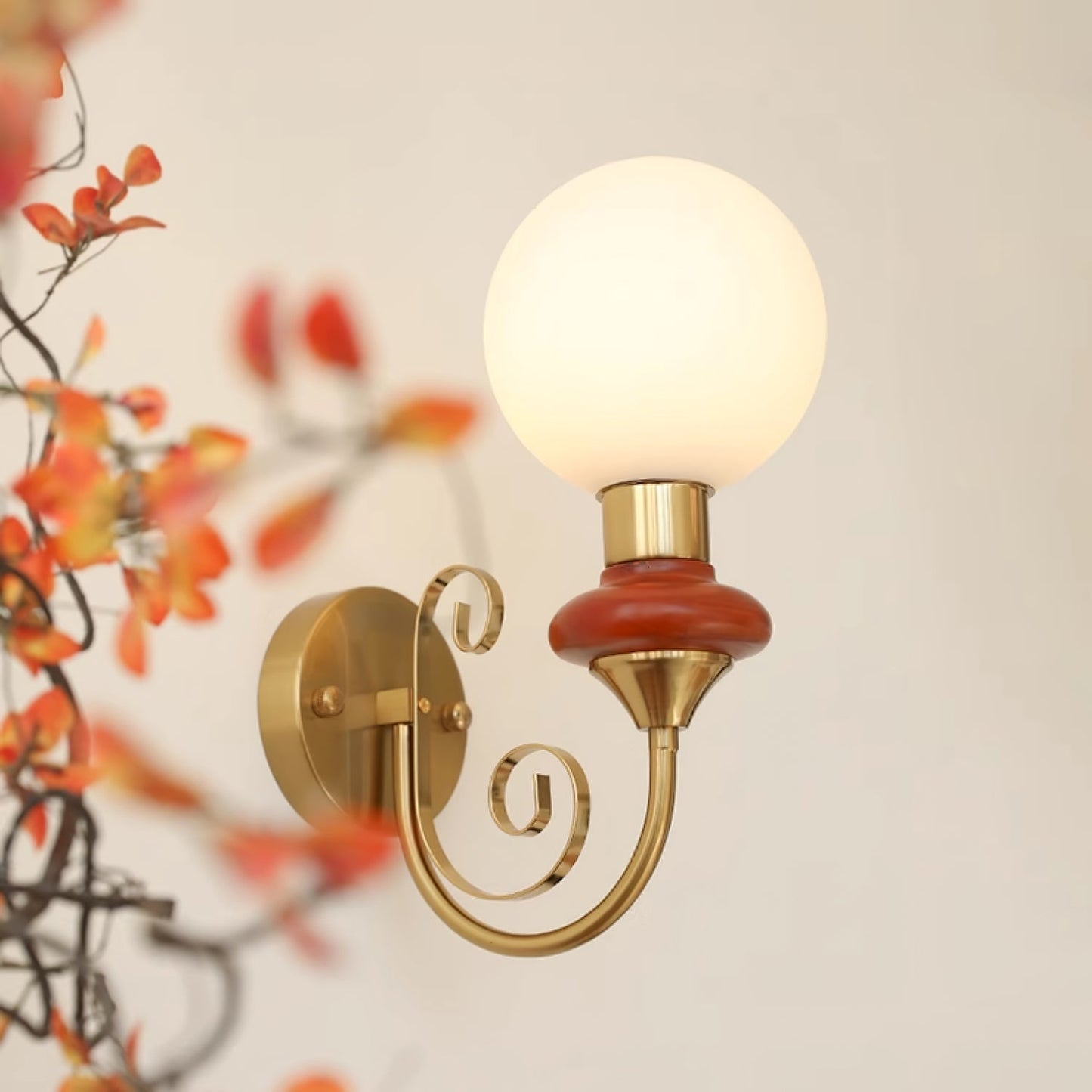 Onyx Wall Lamp | Wood & Metal | Green Gold Finish