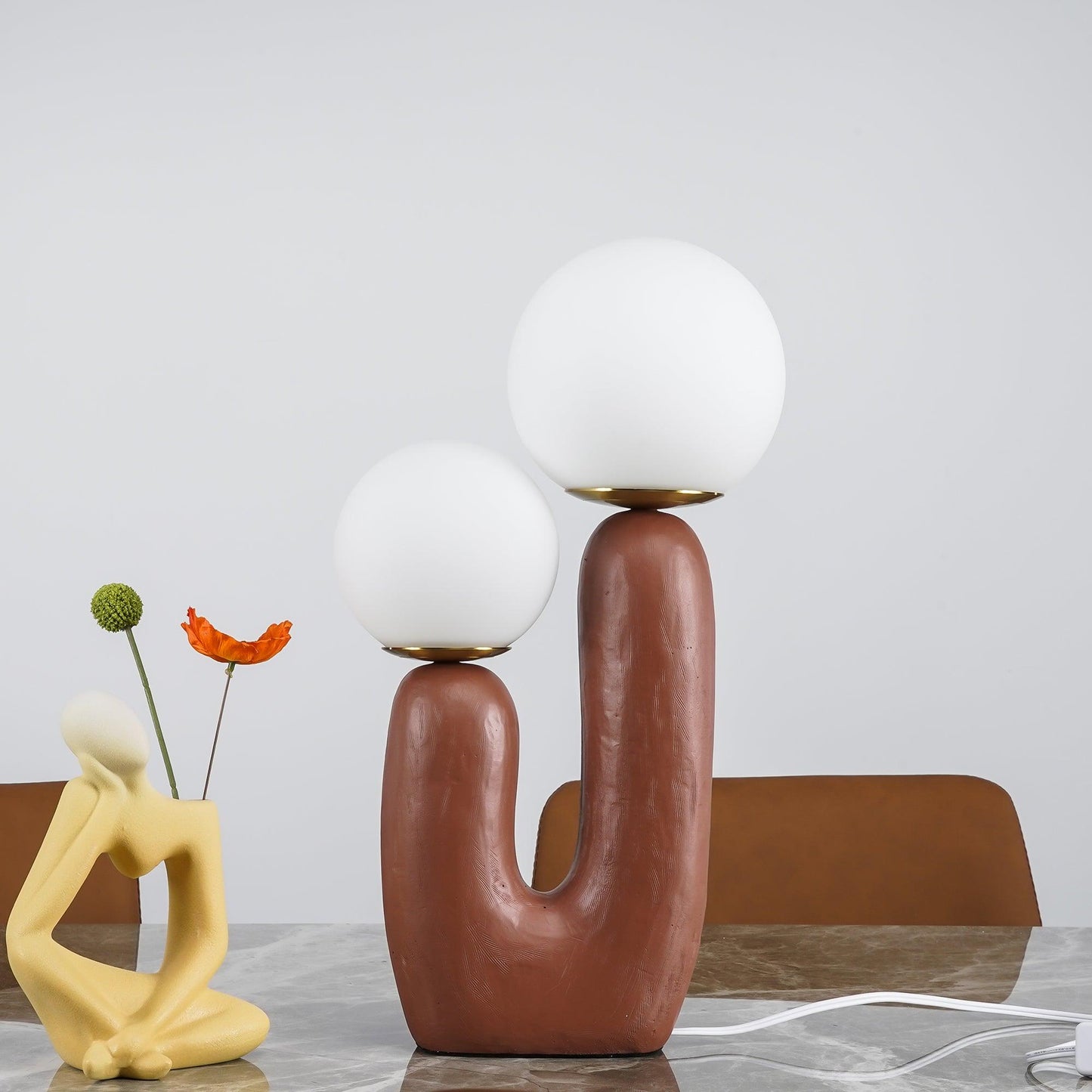 Rough Table Lamp | Resin & Metal | Green, Pink, Terra Cotta, White