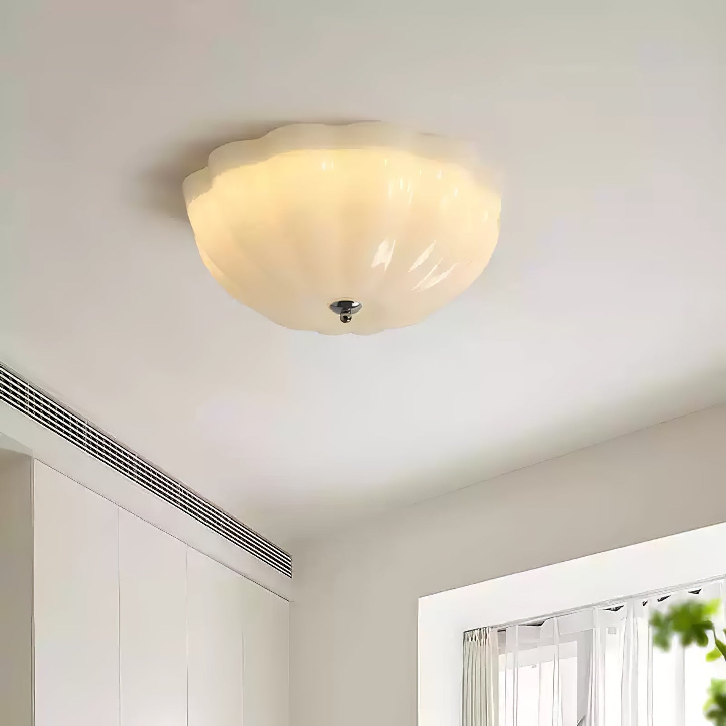Opal Shell Ceiling Lamp | Glass & Metal | 38cm Diameter