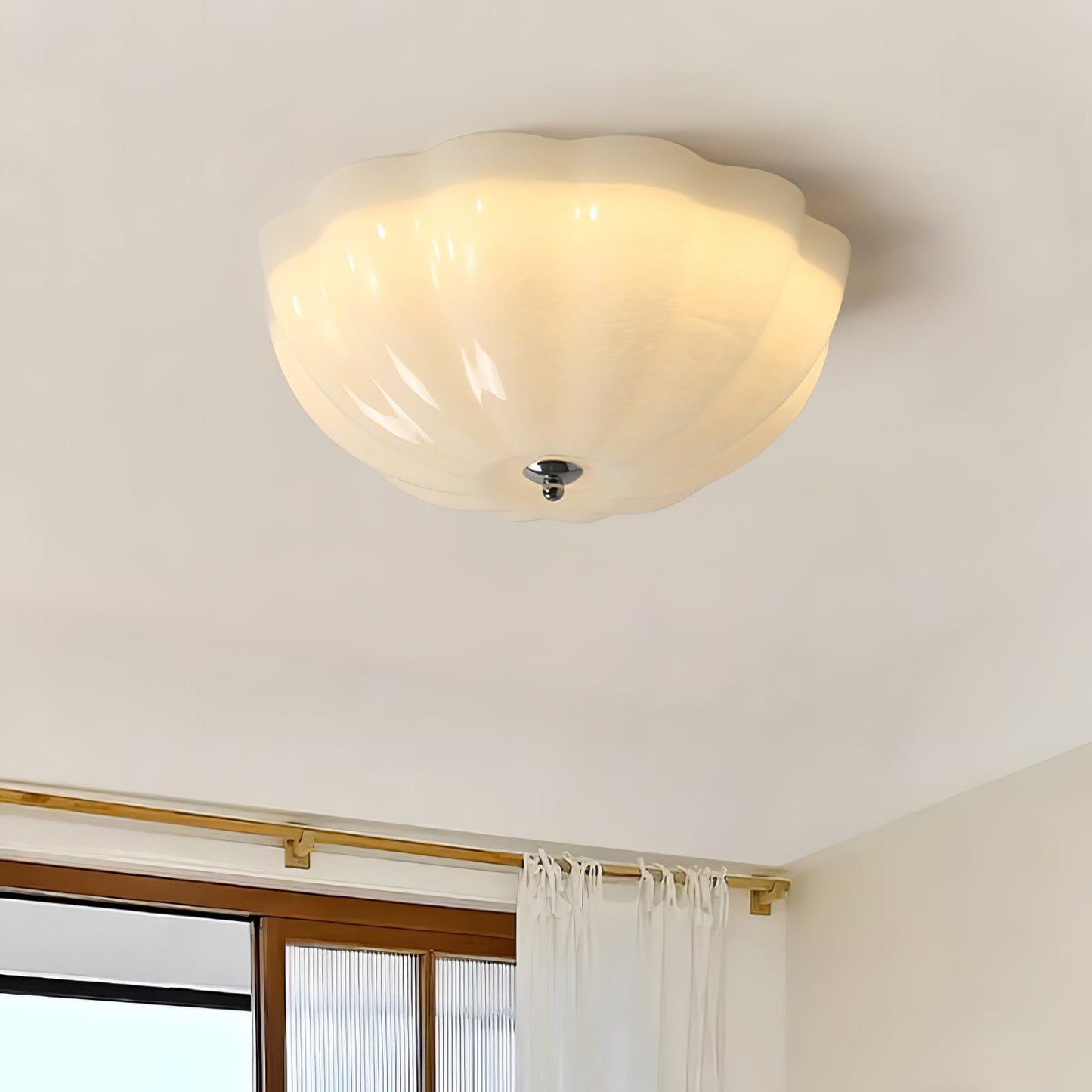 Opal Shell Ceiling Lamp | Glass & Metal | 38cm Diameter