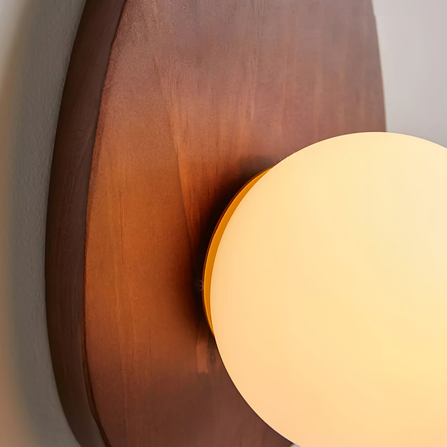 Wall Lamp | Walnut Wood & Glass | 18cm Diameter