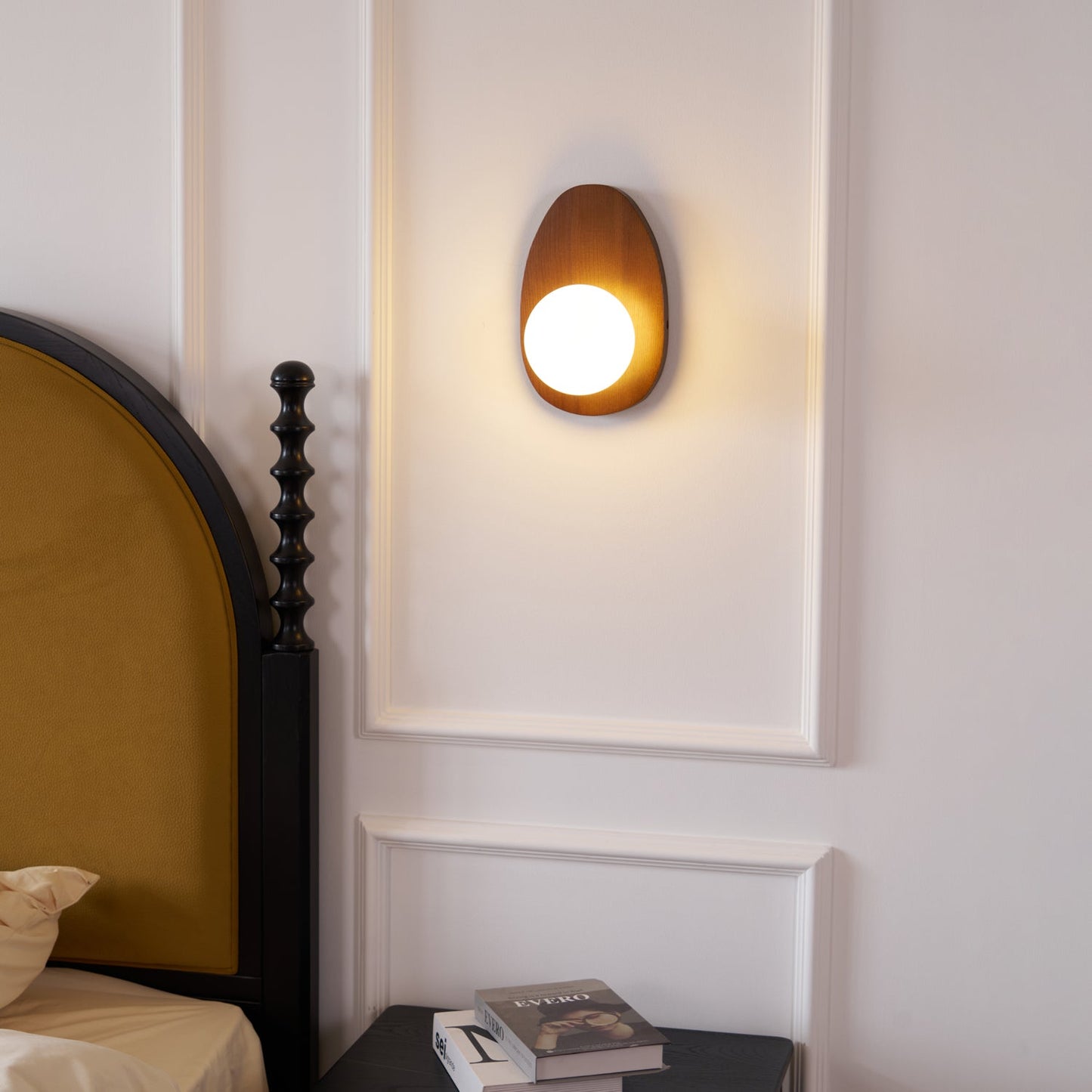 Wall Lamp | Walnut Wood & Glass | 18cm Diameter