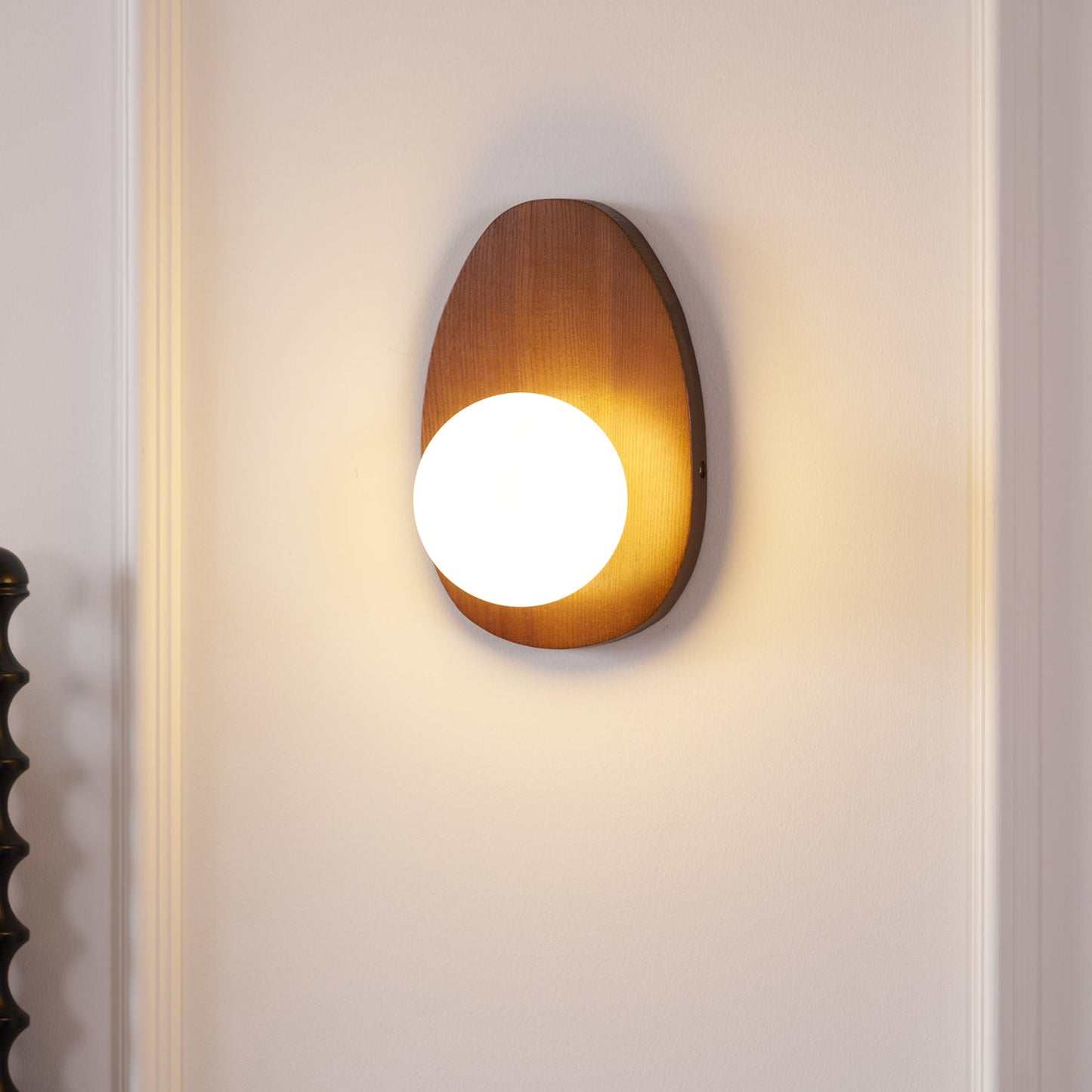Wall Lamp | Walnut Wood & Glass | 18cm Diameter