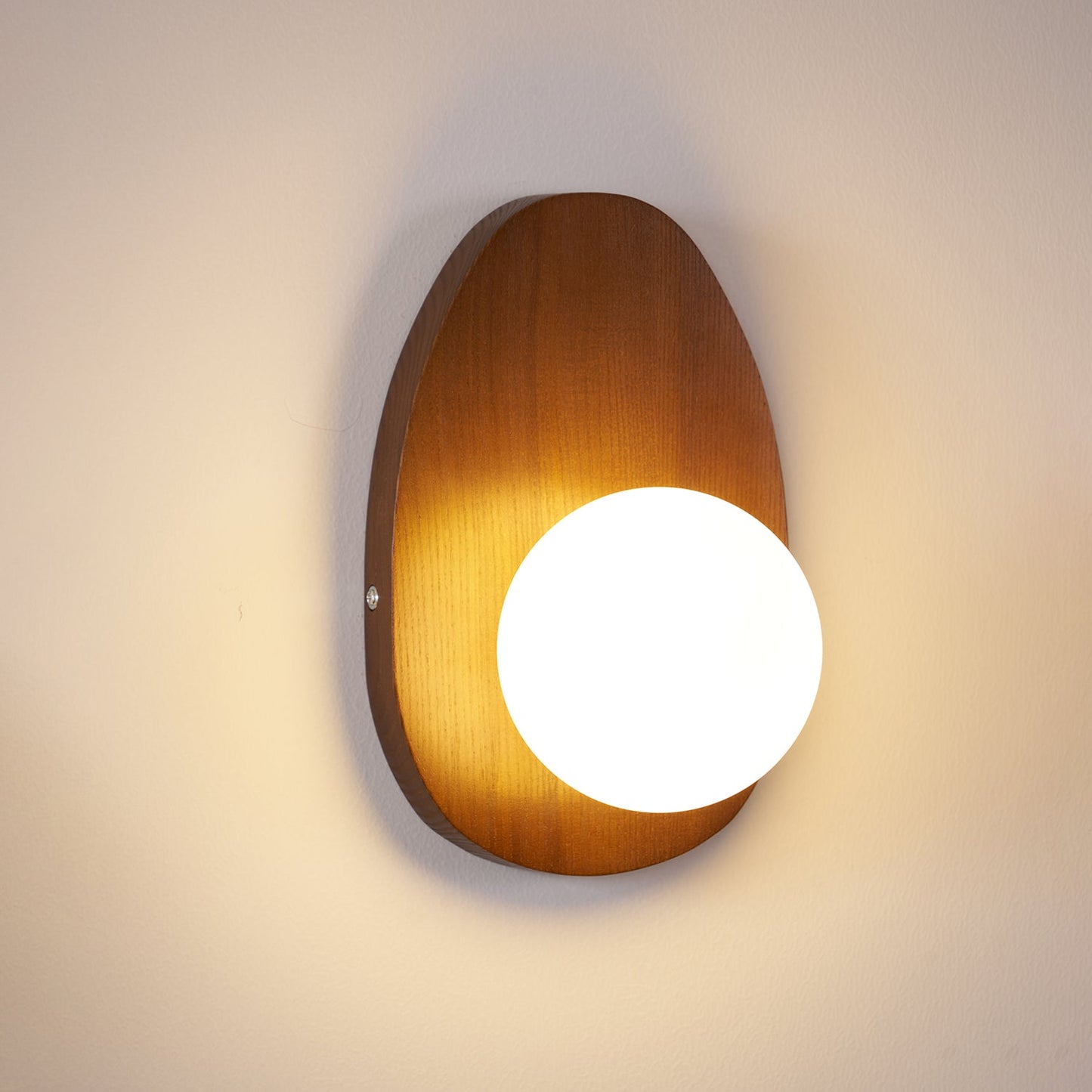 Wall Lamp | Walnut Wood & Glass | 18cm Diameter