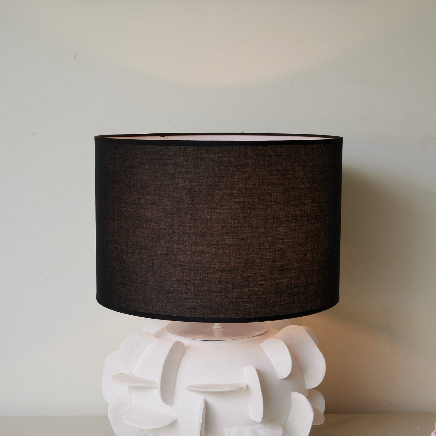 Ceramic Table Lamp | Matte White Base | Black Shade