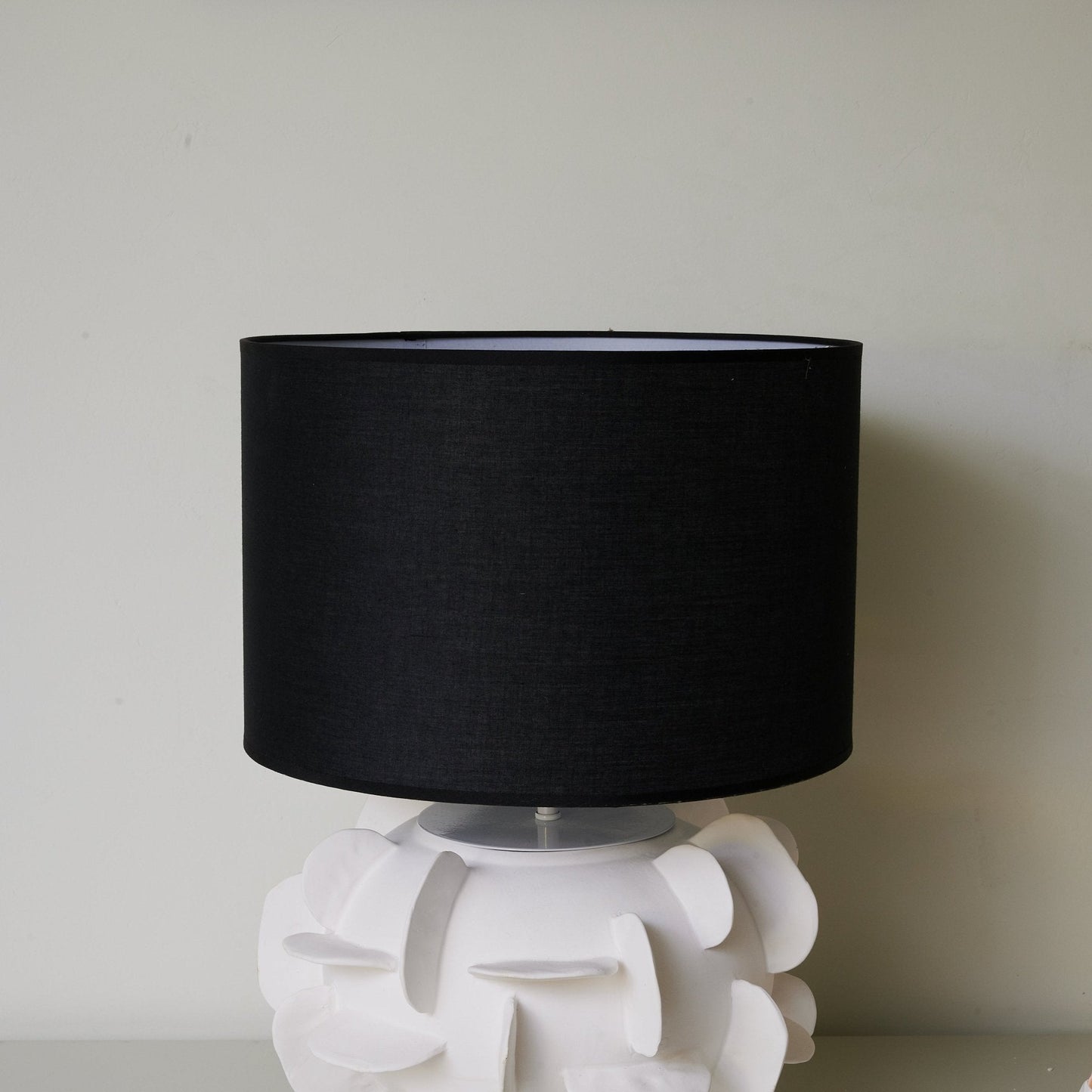 Ceramic Table Lamp | Matte White Base | Black Shade