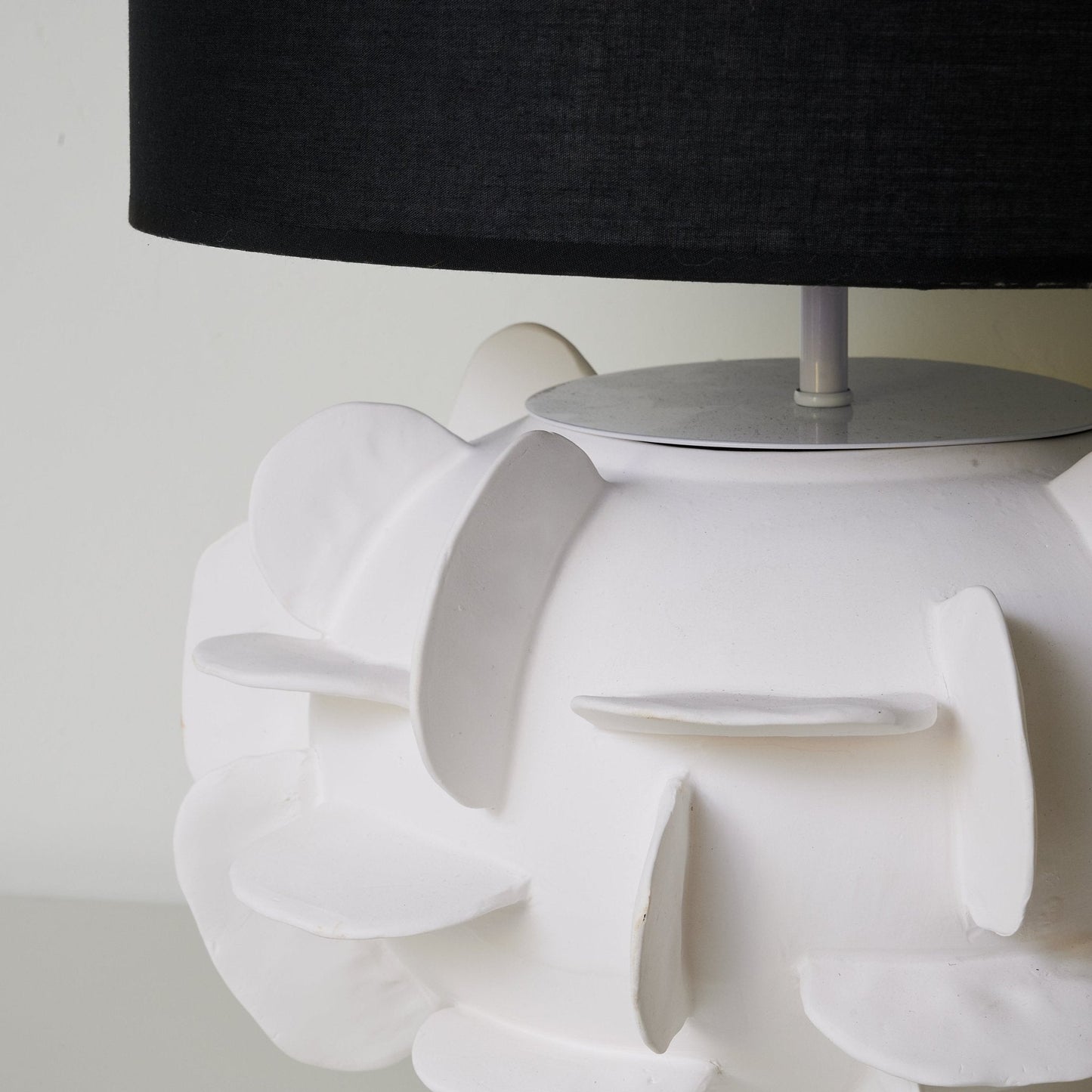 Ceramic Table Lamp | Matte White Base | Black Shade