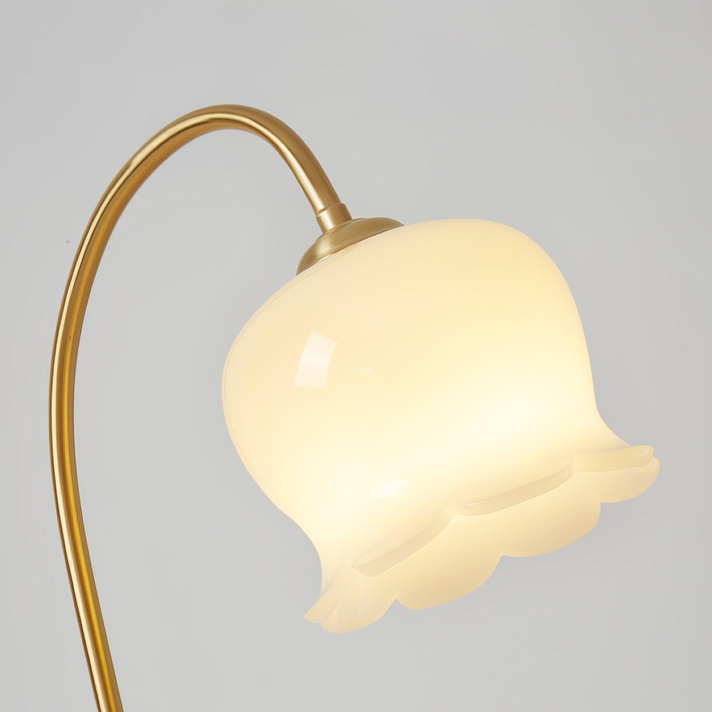 Orchids Table Lamp | Brass & Glass | White Shade
